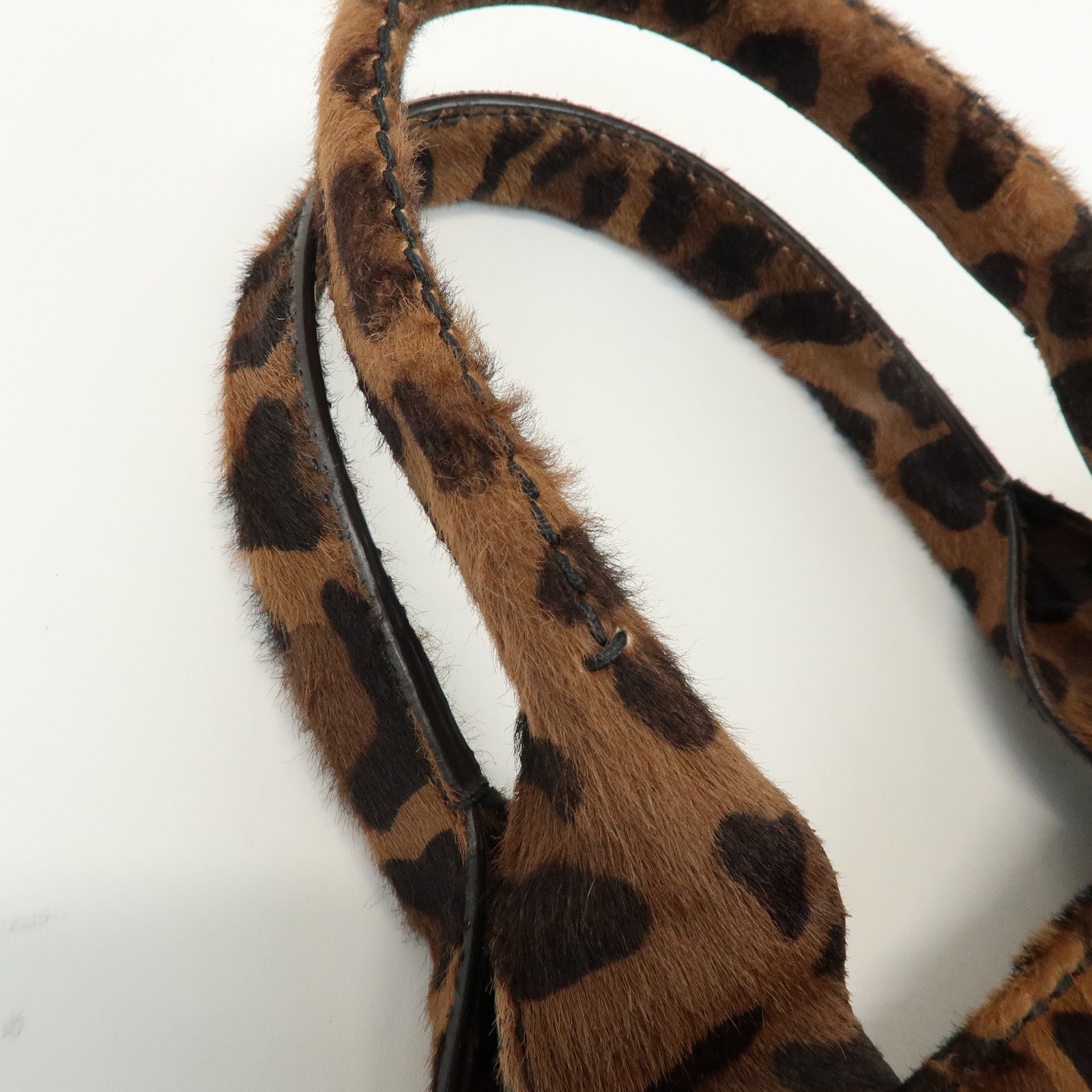 PRADA Canapa Large Unborn Calf Tote Bag Hand Bag Brown BN1872