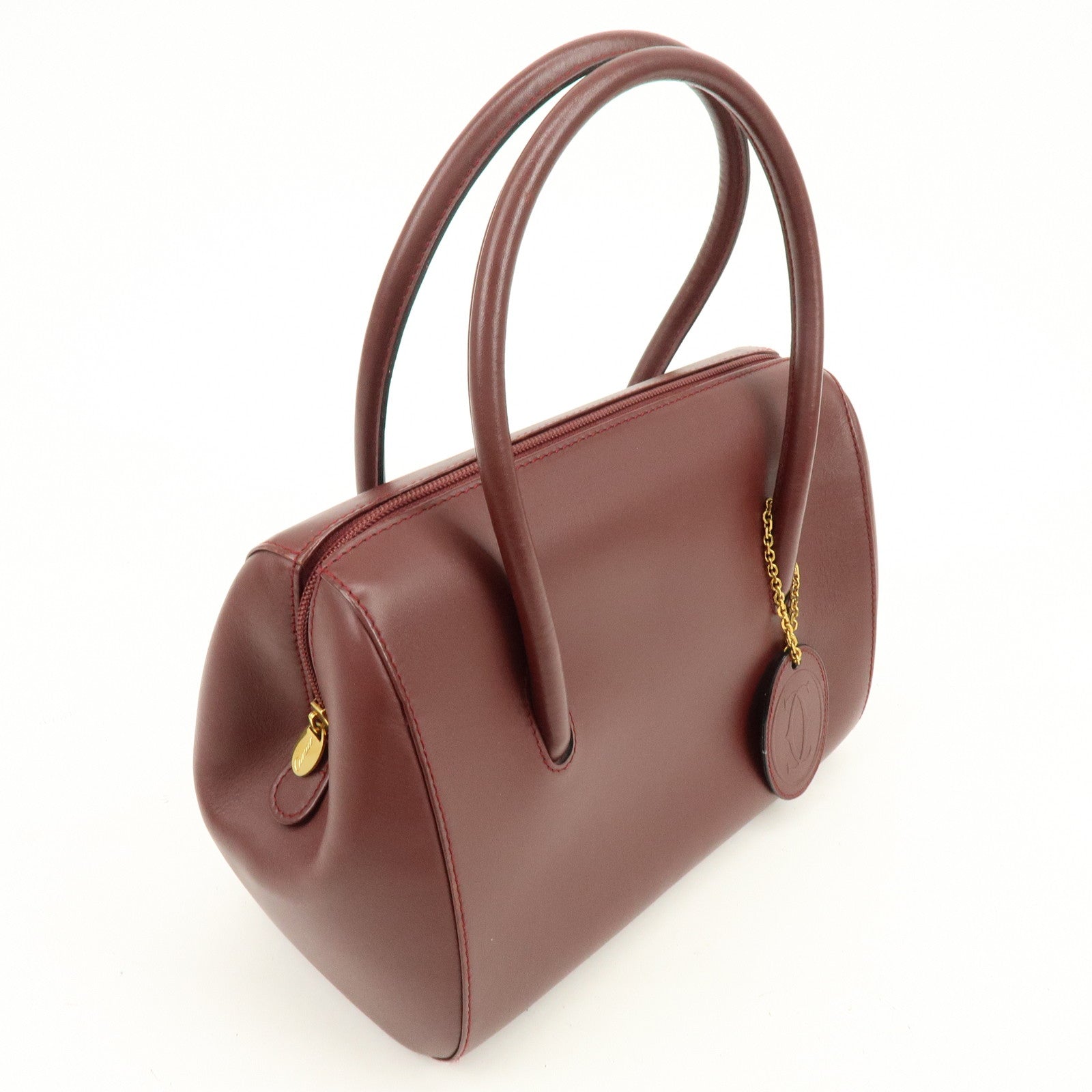 Cartier Must de Cartier Leather Hand Bag Tote Bag Bordeaux