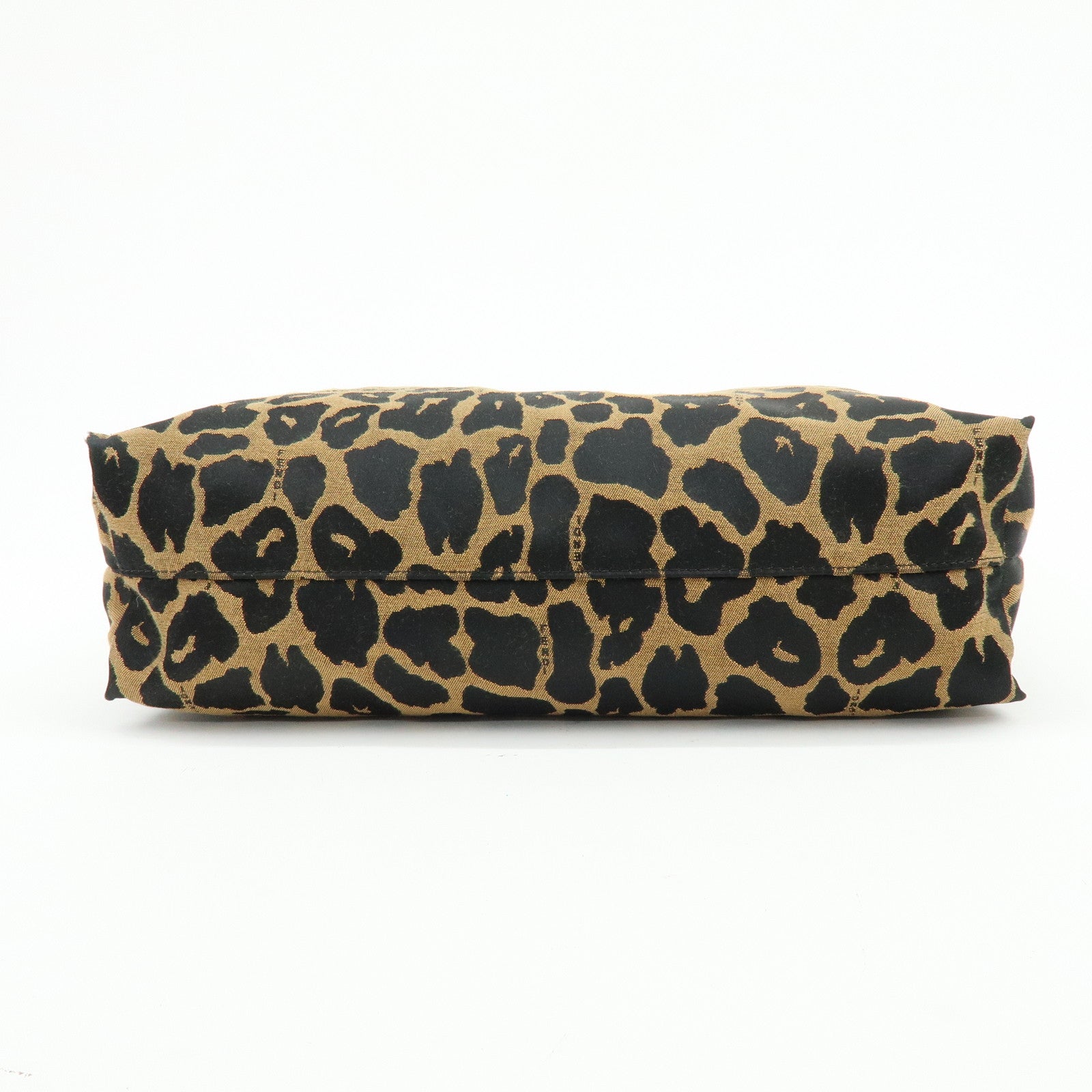 FENDI Canvas Leather Tote Bag Hand Bag Leopard Brown Black 8BH173