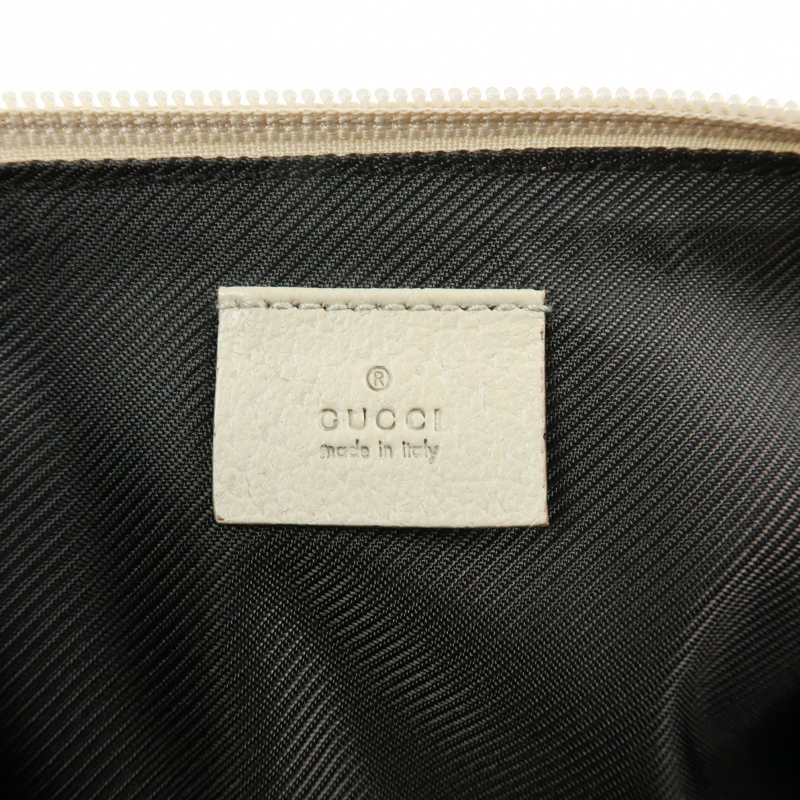 GUCCI Boat Bag GG Canvas Leather Accessory Pouch Beige White 07198