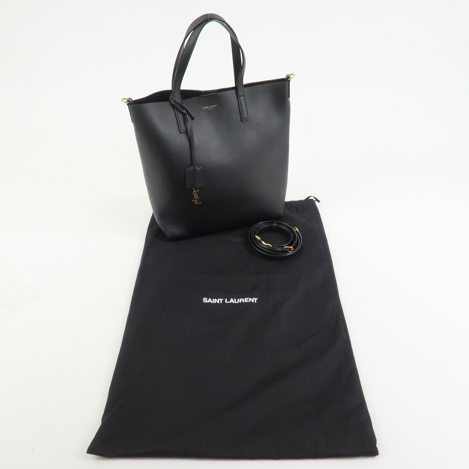 SAINT LAURENT PARIS Leather Toy Shopping Bag 2Way Bag Black 600306