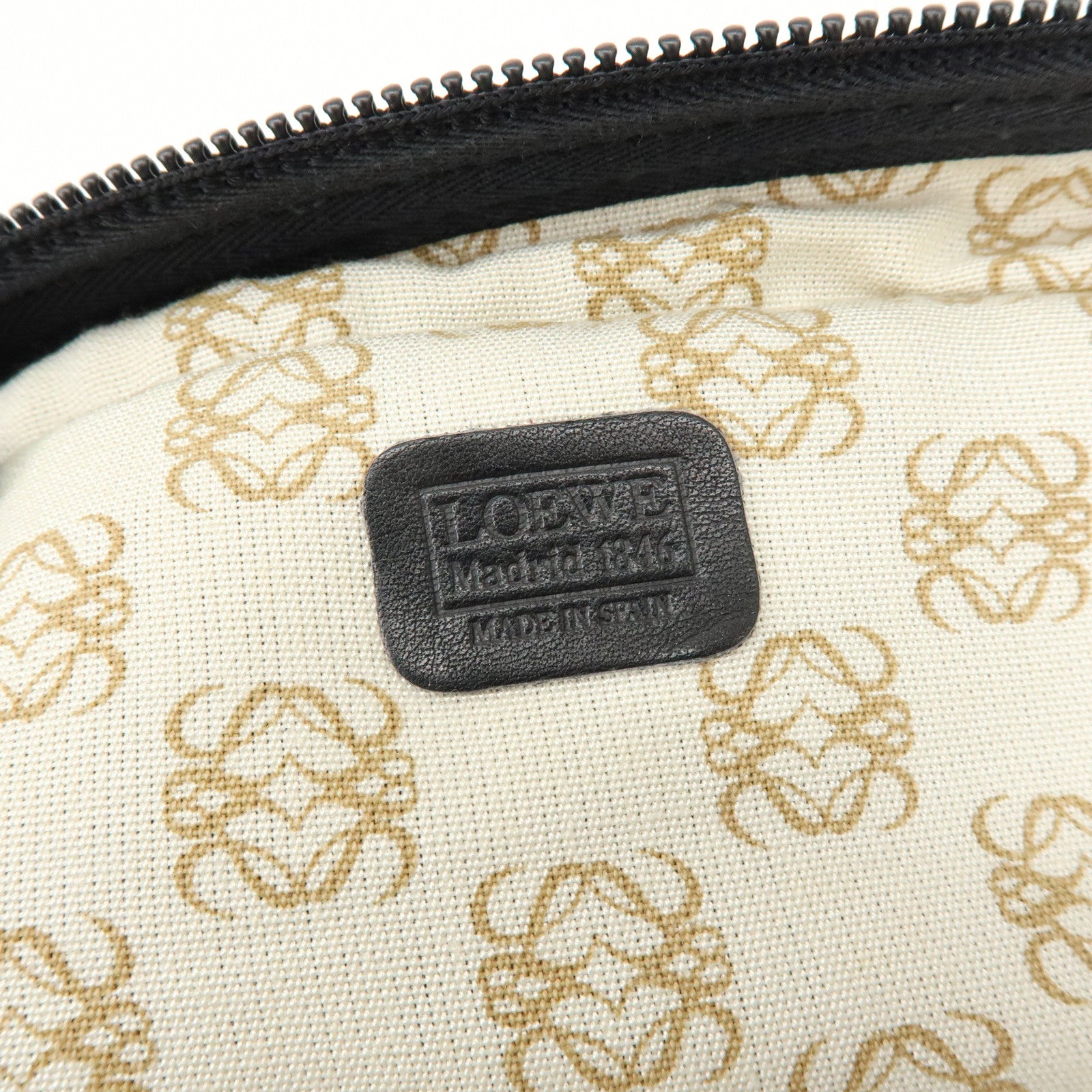 LOEWE Logo Anagram Calf Leather 2Way Hand Shoulder Bag Black