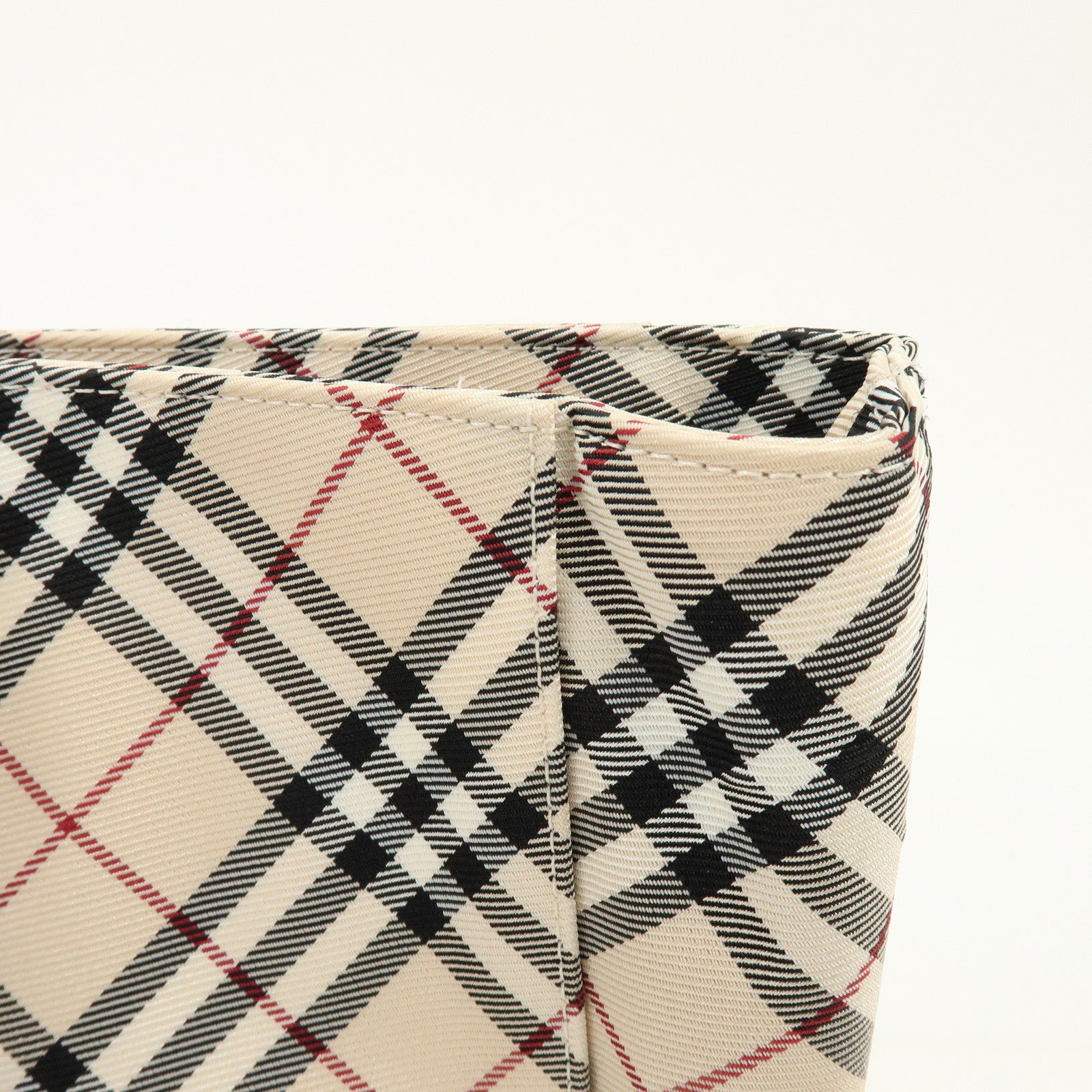 BURBERRY Blue Label Nova Plaid Nylon Leather Tote Bag Beige Red