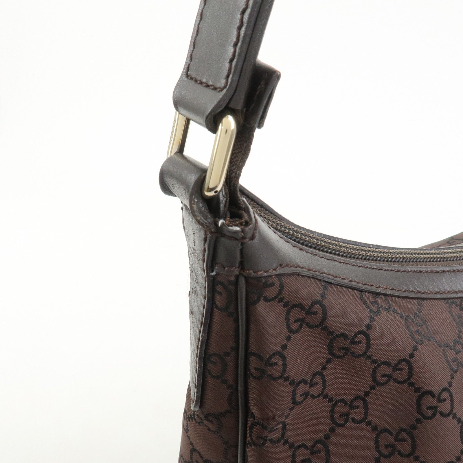 GUCCI GG Monogram Nylon Shoulder Bag Hand Bag Brown 264219