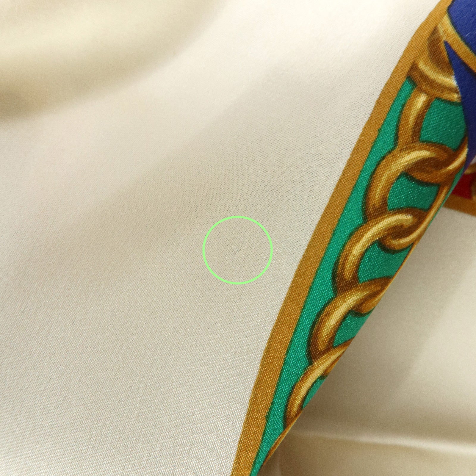 CHANEL COCO Mark Silk 100% Scarf Jewelry Motif Ivory Green