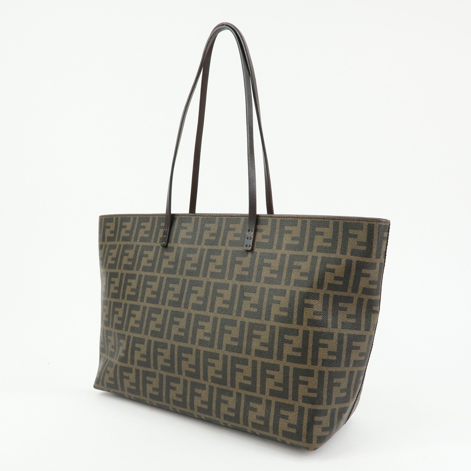 FENDI Zucca Canvas PVC Leather Tote Bag Shoulder Bag Brown 8BH185