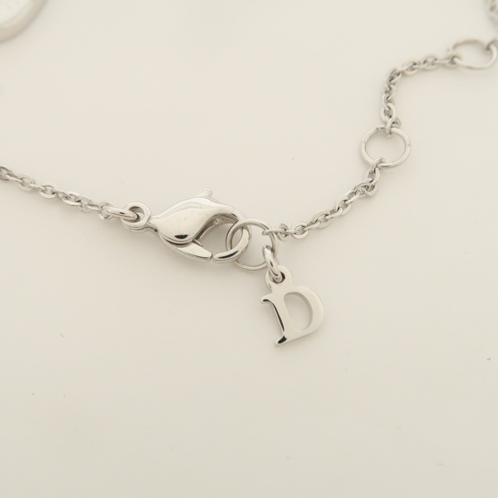 Christian Dior Logo Heart Metal Beads Bracelet Silver