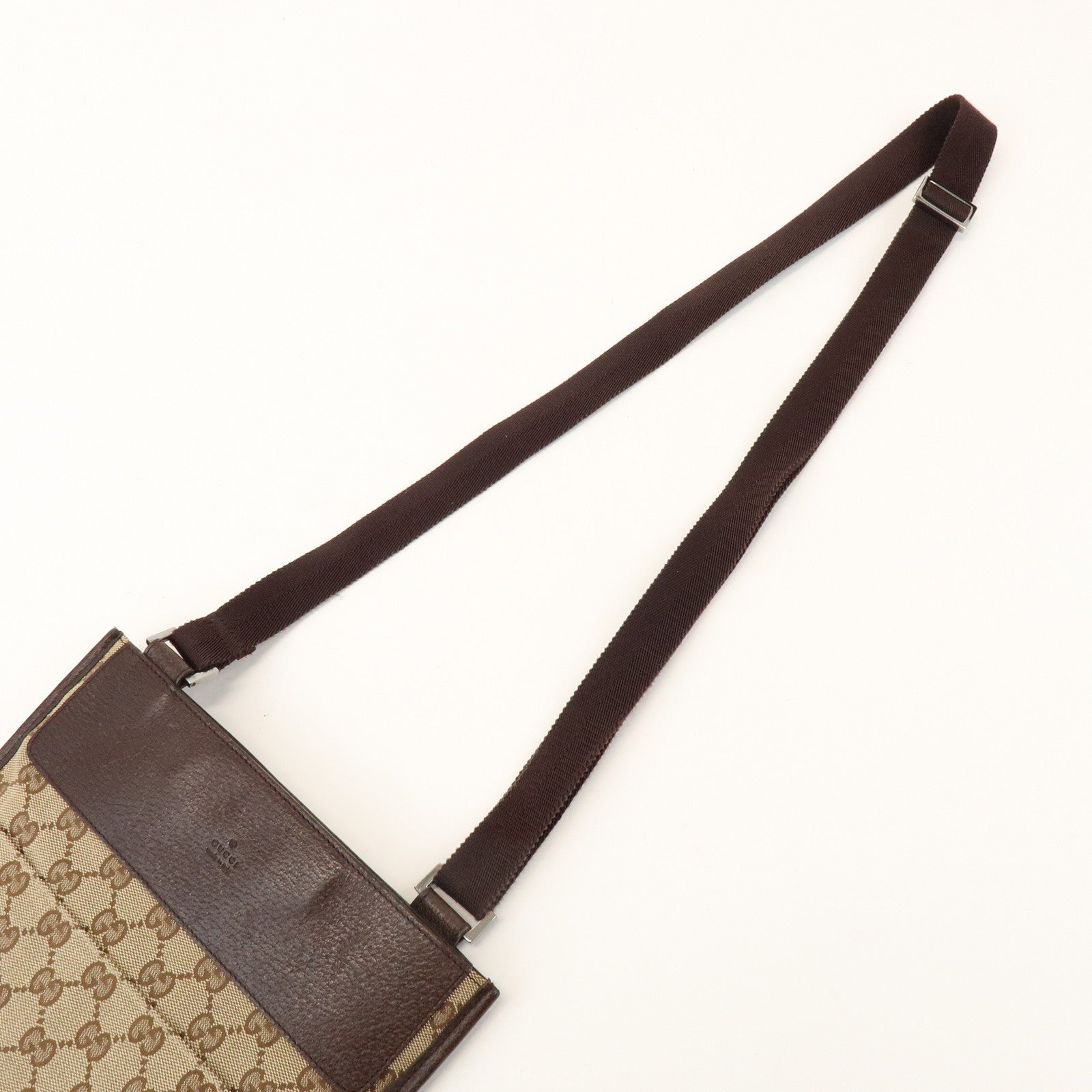 GUCCI GG Canvas Leather Shoulder Crossbody Bag Beige Brown 27639
