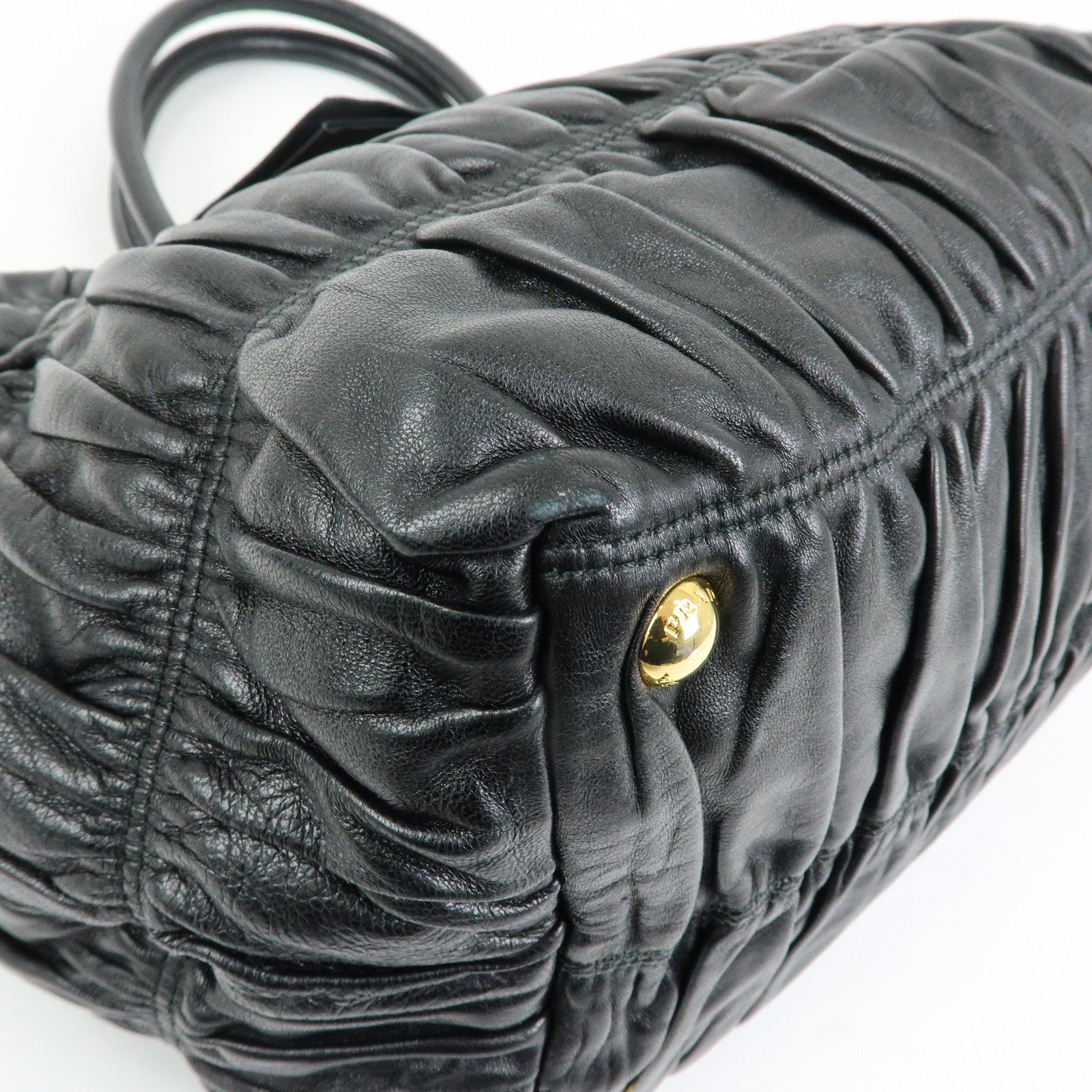 PRADA Ribbon Nappa Gaufure Leather 2Way Bag Black BN1932