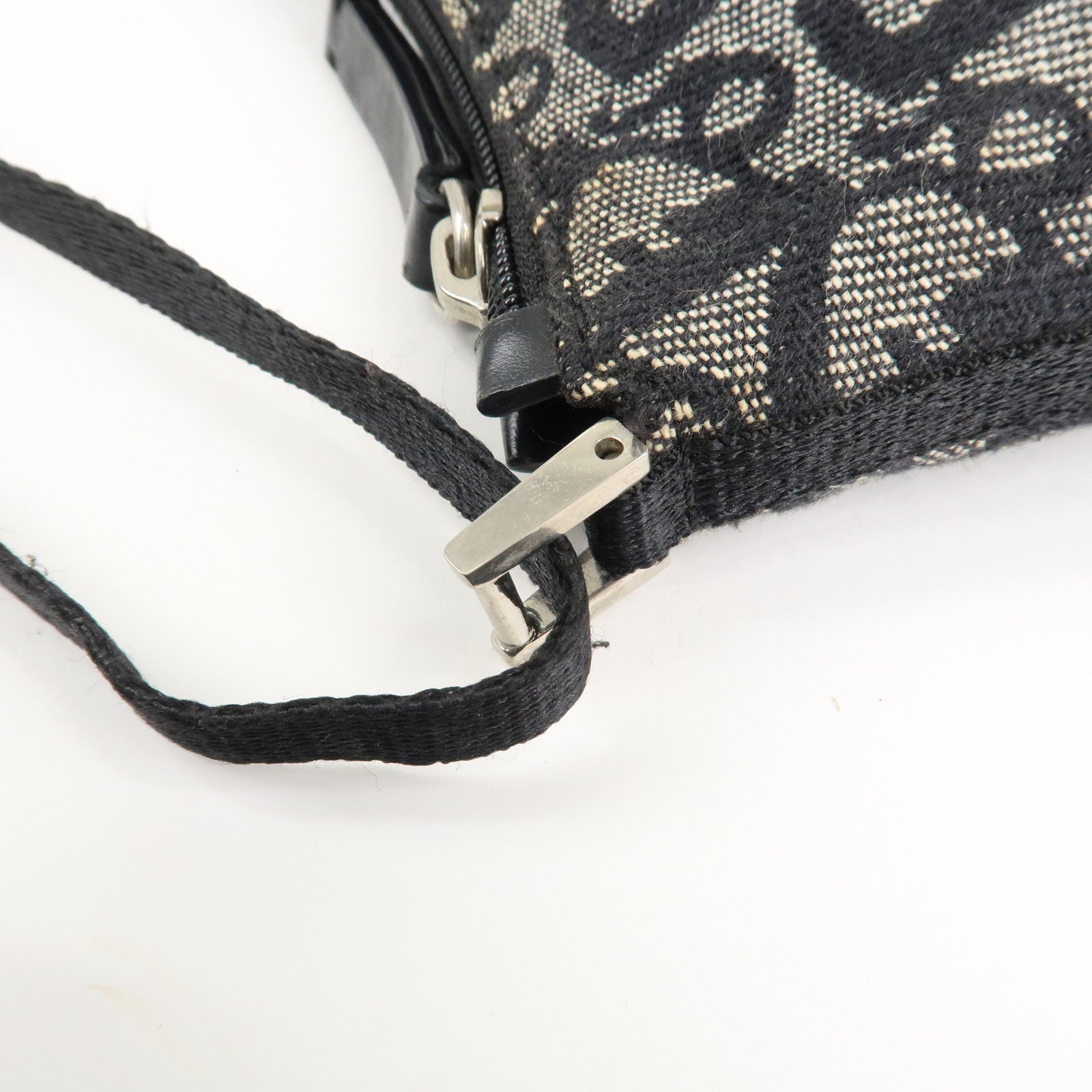 Christian Dior Trotter Canvas Leather Shoulder Bag Hand Bag Black Used