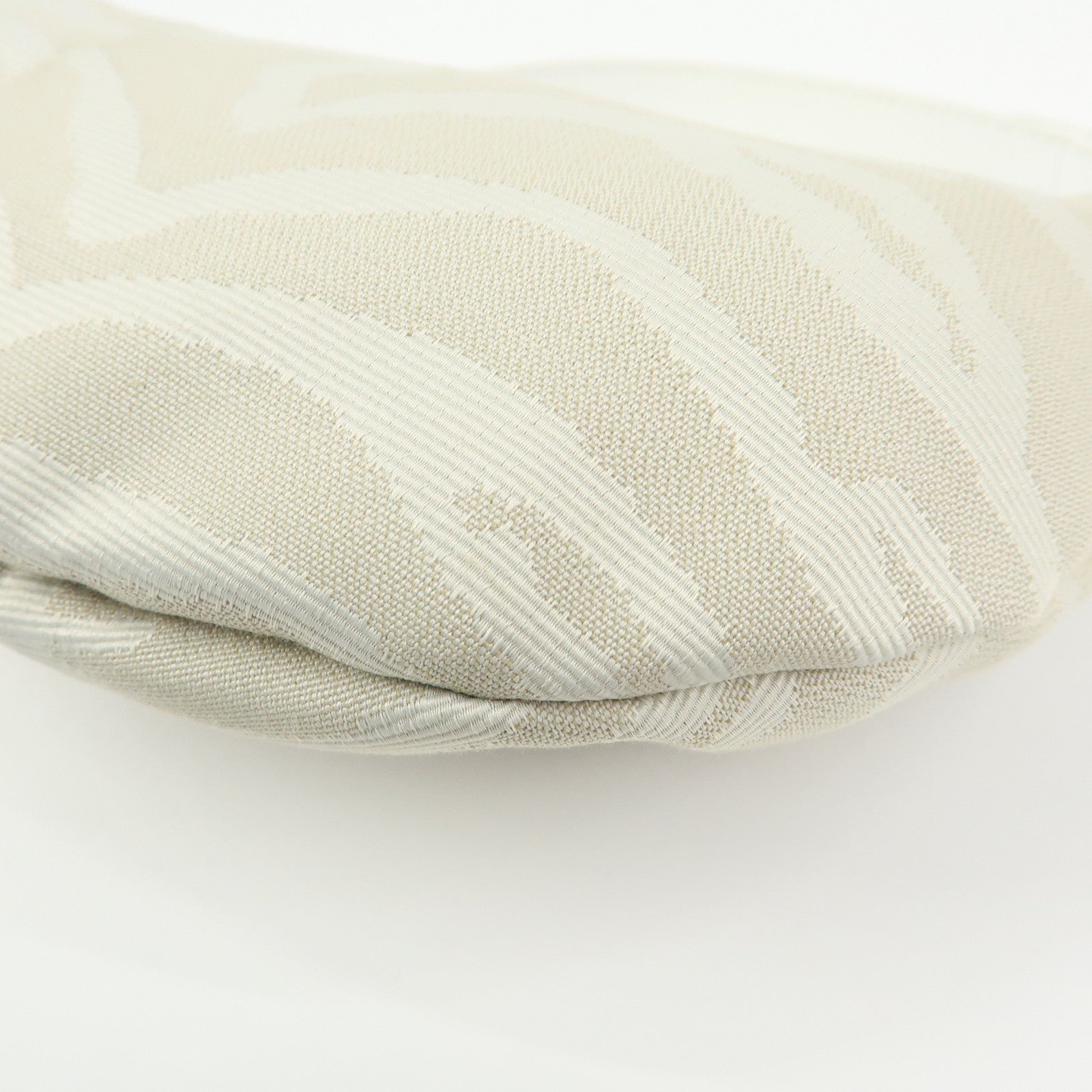 FENDI Canvas Leather Hand Bag Shoulder Bag Light Beige White 8BR391