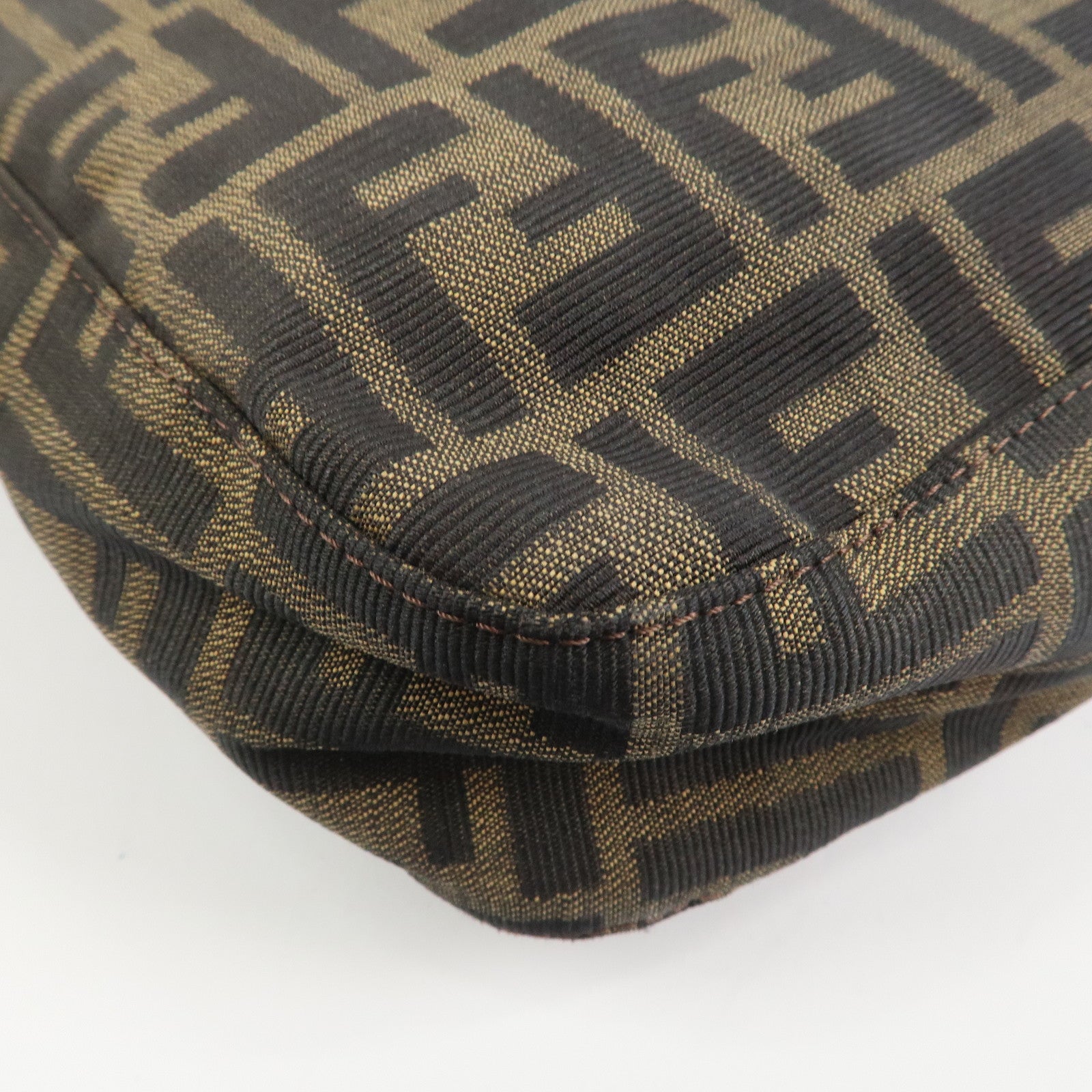 FENDI Zucca Canvas Leather Shoulder Bag Crossbody Bag Brown 26695