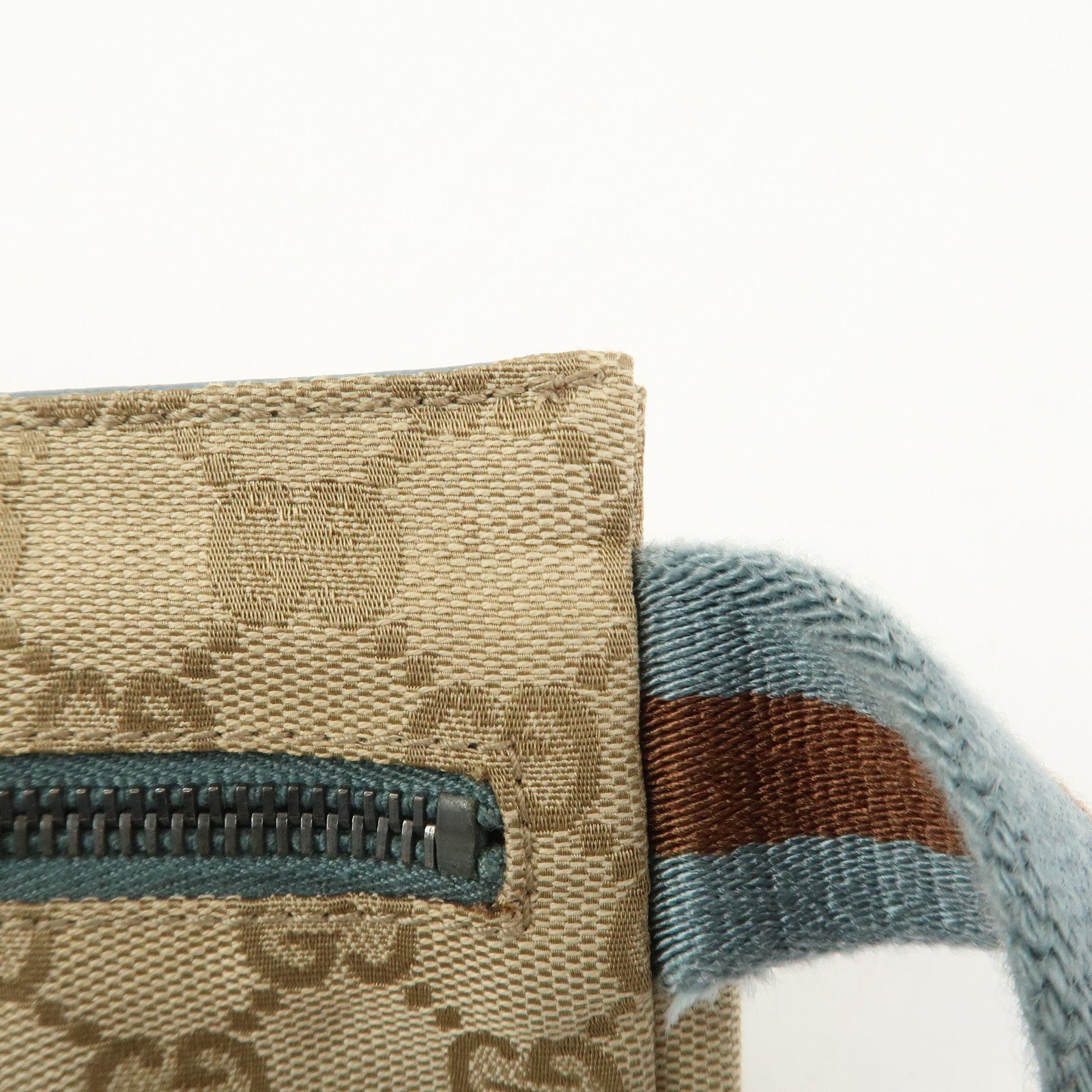 GUCCI Sherry GG Monogram Canvas Leather Body Bag Waist Pouch 162962