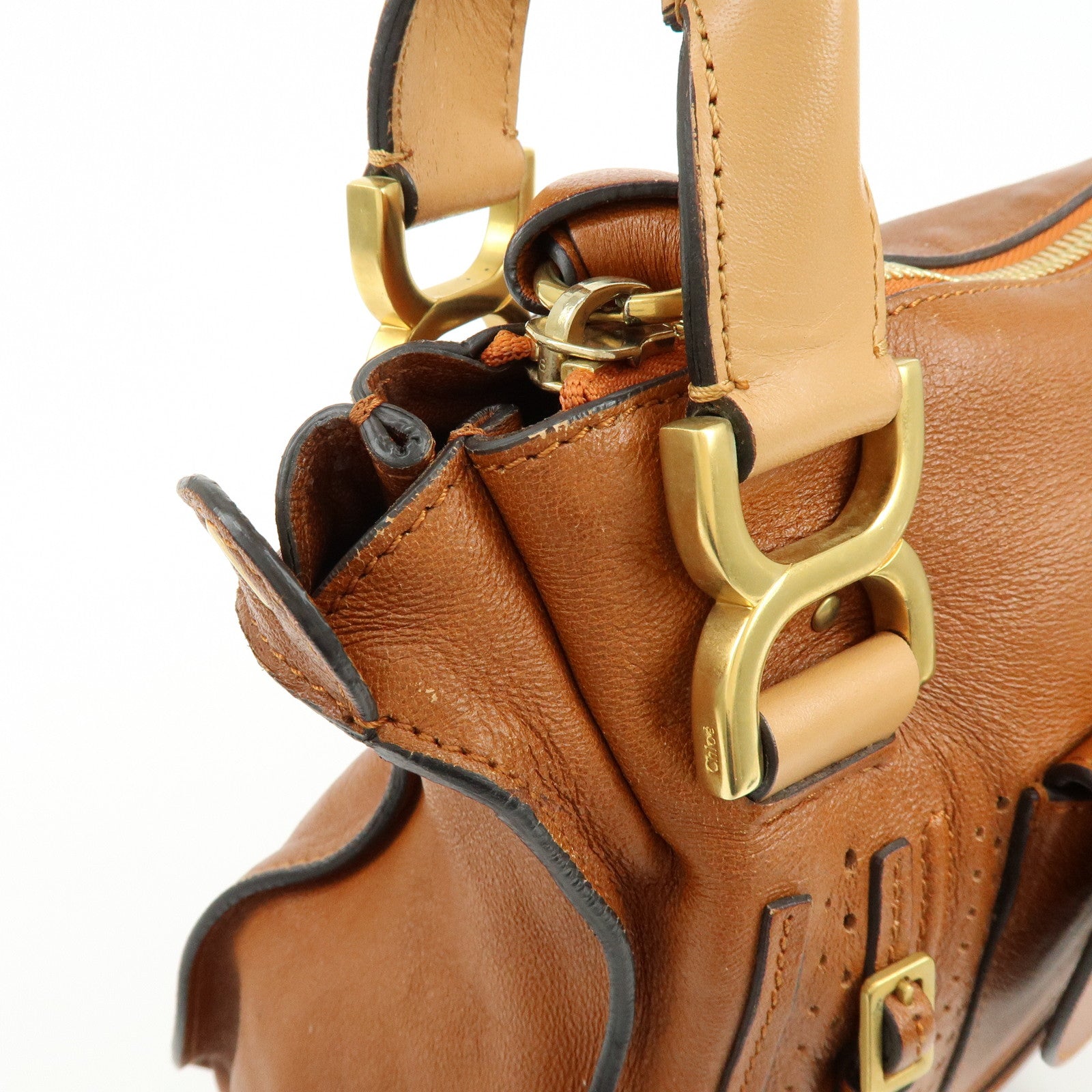 Chloe Marcie Leather 2Way Bag Shoulder Bag Hand Bag Brown