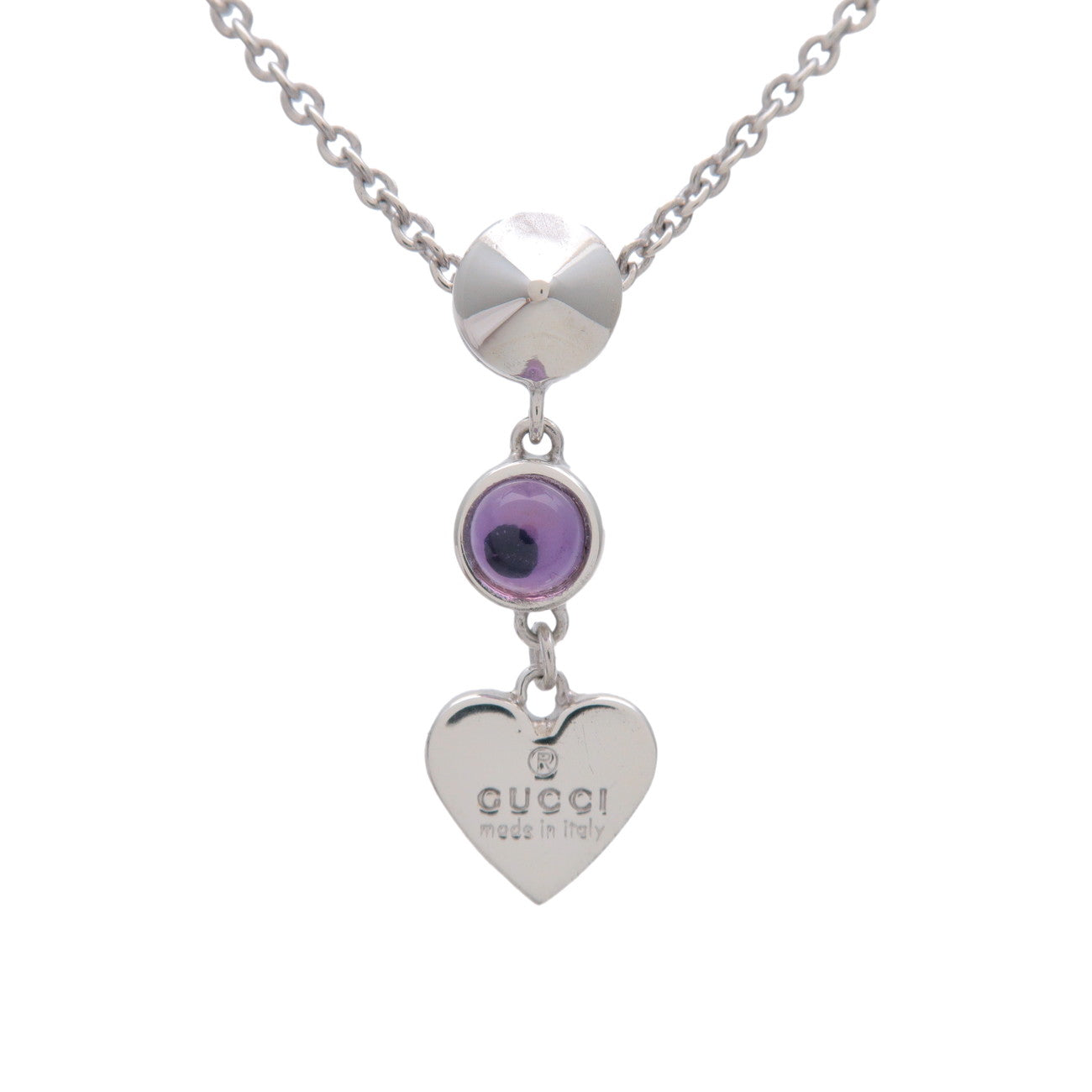 GUCCI Heart Nacklace Amethyst SV925 Silver 325871