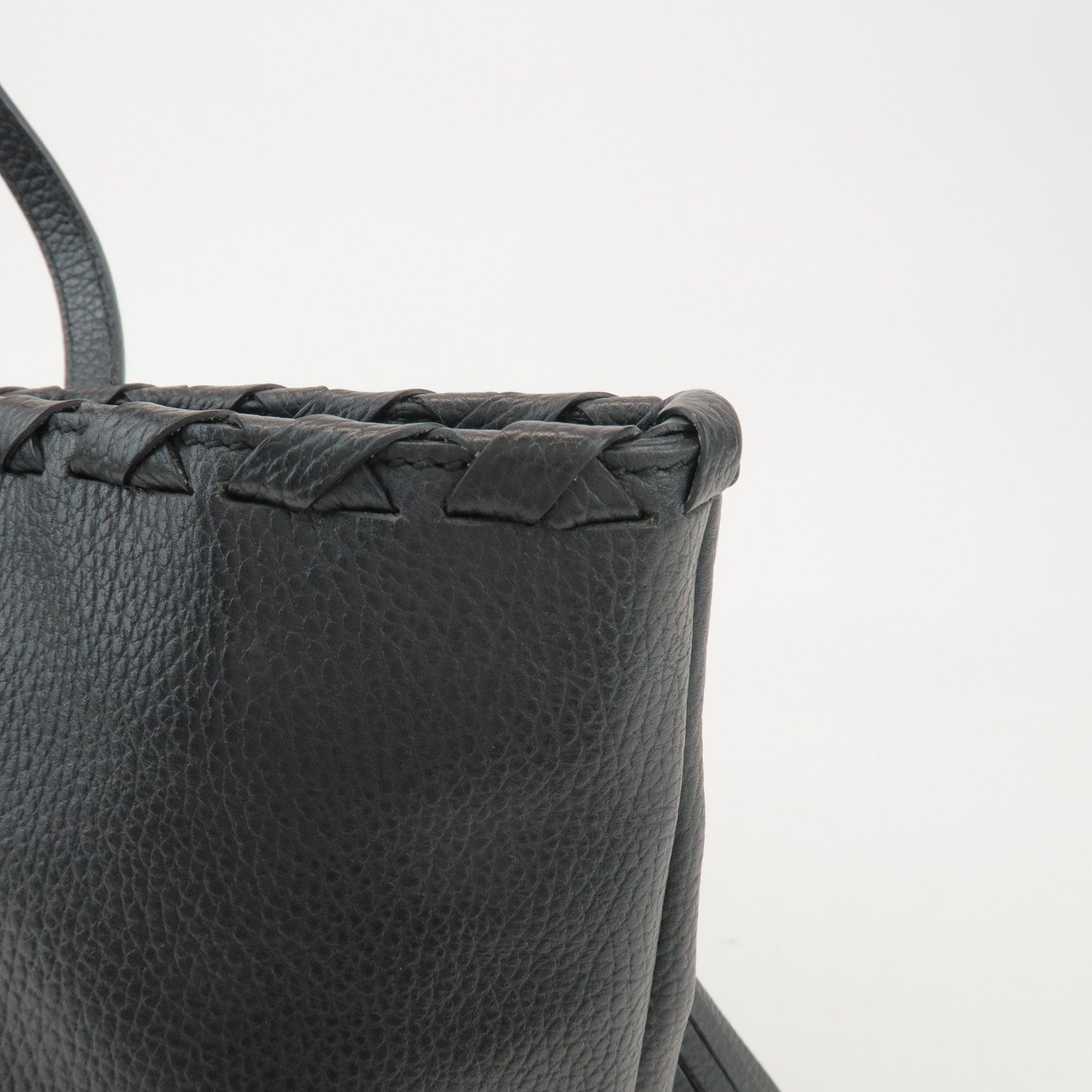 GUCCI Bamboo Leather Tote Shoulder Bag Tassel Charm Black 354665