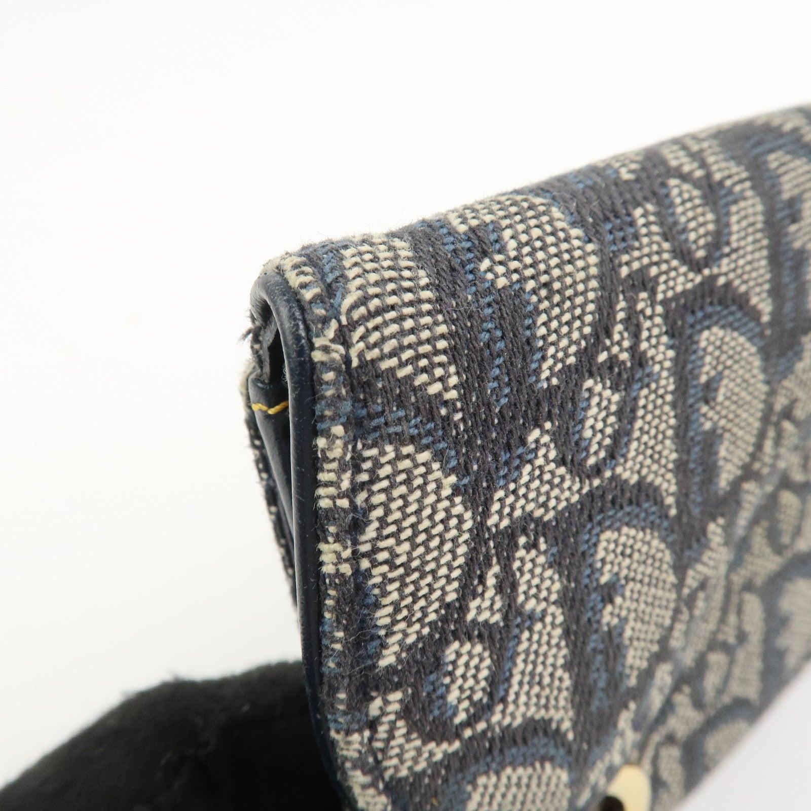 Christian Dior Trotter Saddle Canvas Leather Compact Wallet Navy
