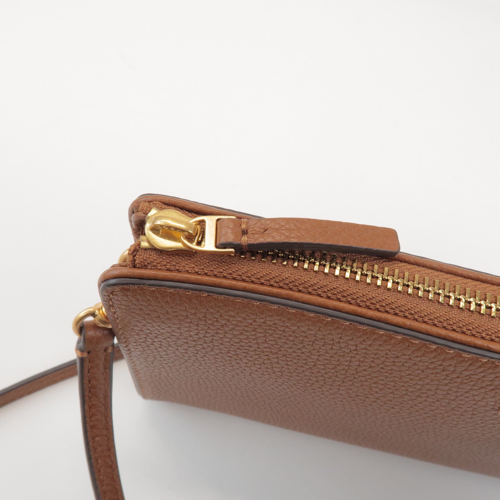 TORY BURCH Double T Leather Shoulder Bag Crossbody Bag Brown