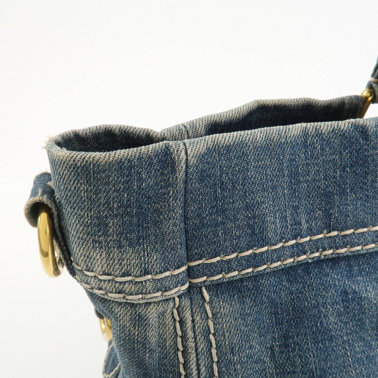 PRADA Denim 2Way Bag Hand Bag Shoulder Bag Tote Bag Blue BN2070