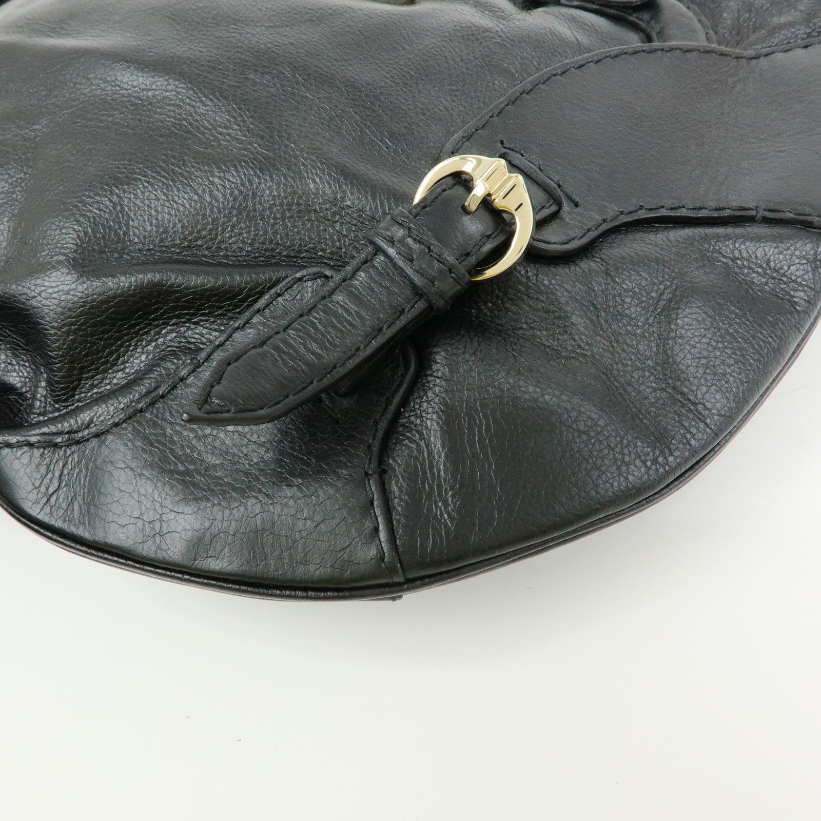 GUCCI Horsebit Leather 2Way Bag Hand Bag Shoulder Bag Black 189888