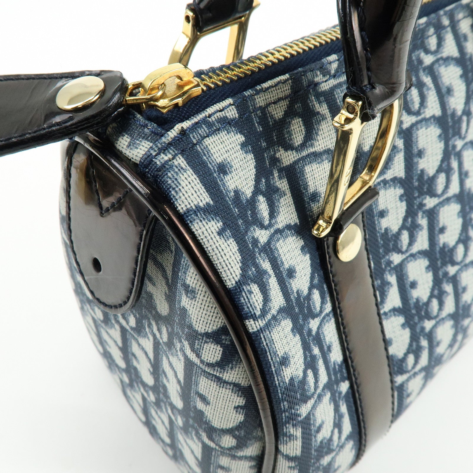 Christian Dior Trotter PVC Canvas Patent Leather Mini Boston Bag