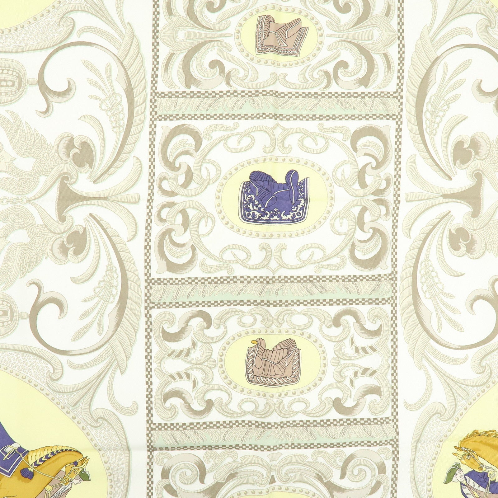 HERMES Carre 90 Silk 100% Scarf LA PRESENTATION Yellow Beige