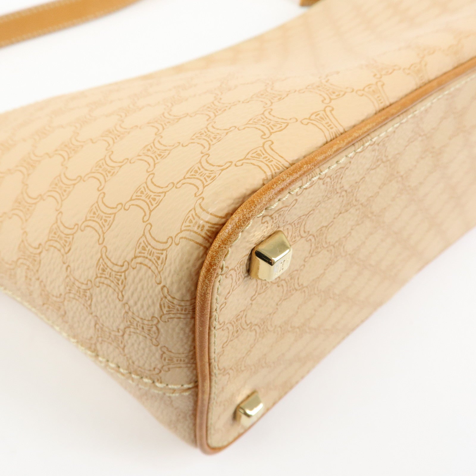 CELINE Macadam PVC Leather Hand Bag Shoulder Bag Beige