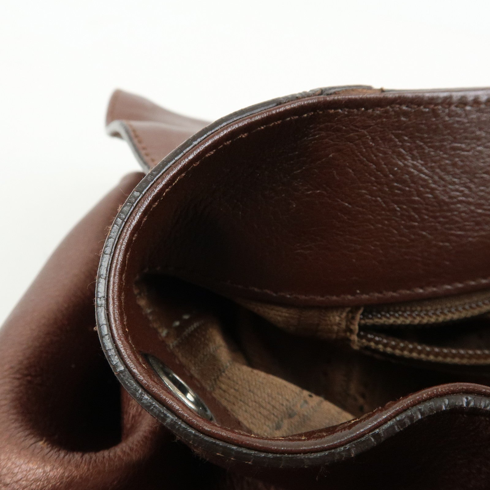 Ferragamo Gancini Leather 2Way Bag Hand Shoulder Bag Metallic Brown