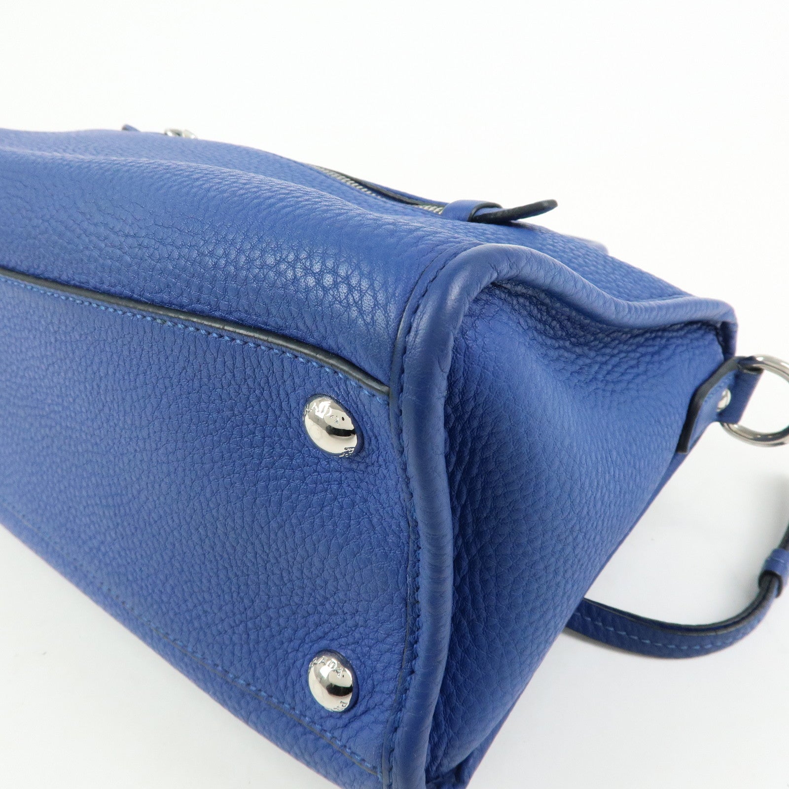 PRADA Leather 2Way Bag Hand Bag Shoulder Bag Blue BL0805