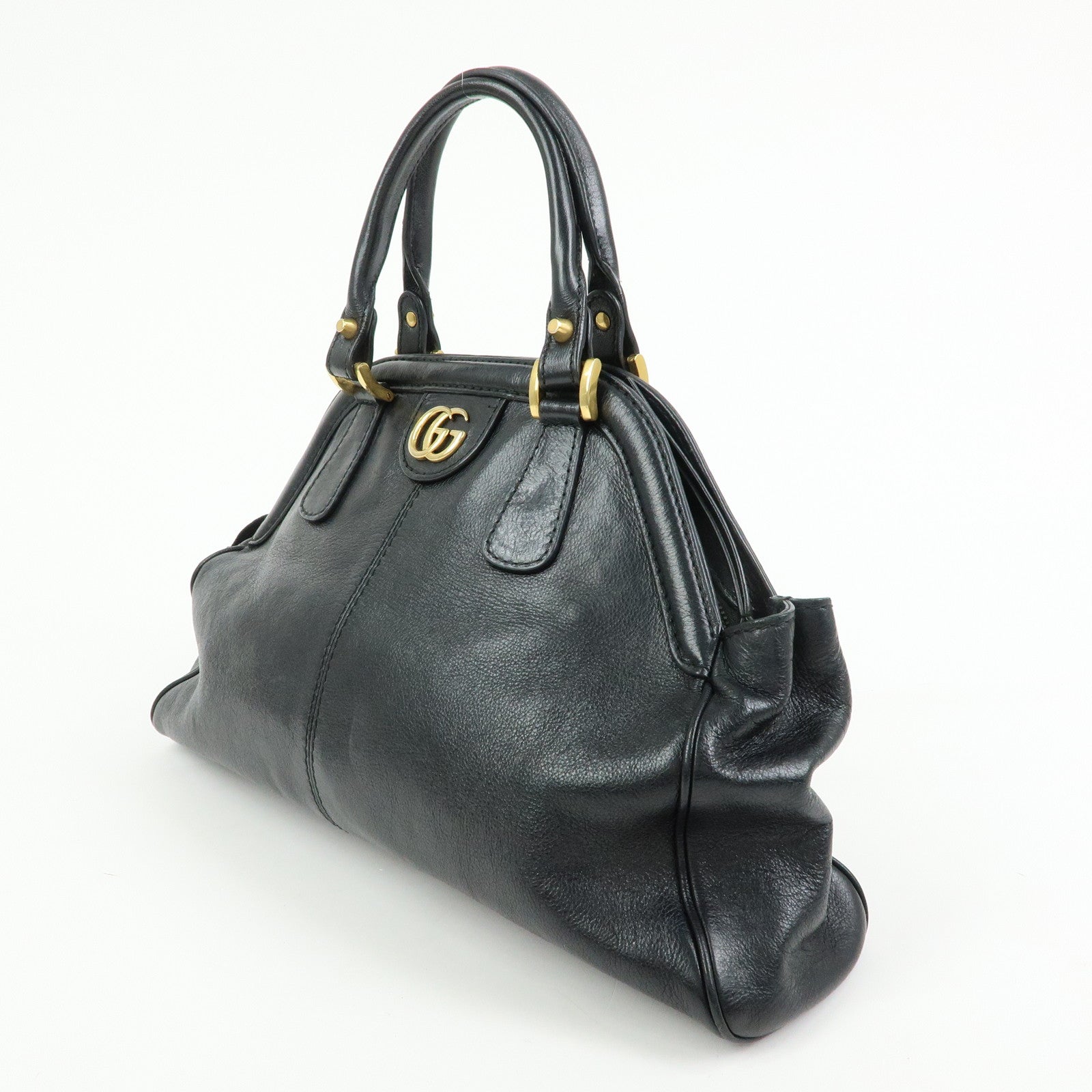 GUCCI GG Marmont Tiger Head Leather 2Way Bag Hand Bag Black 516459