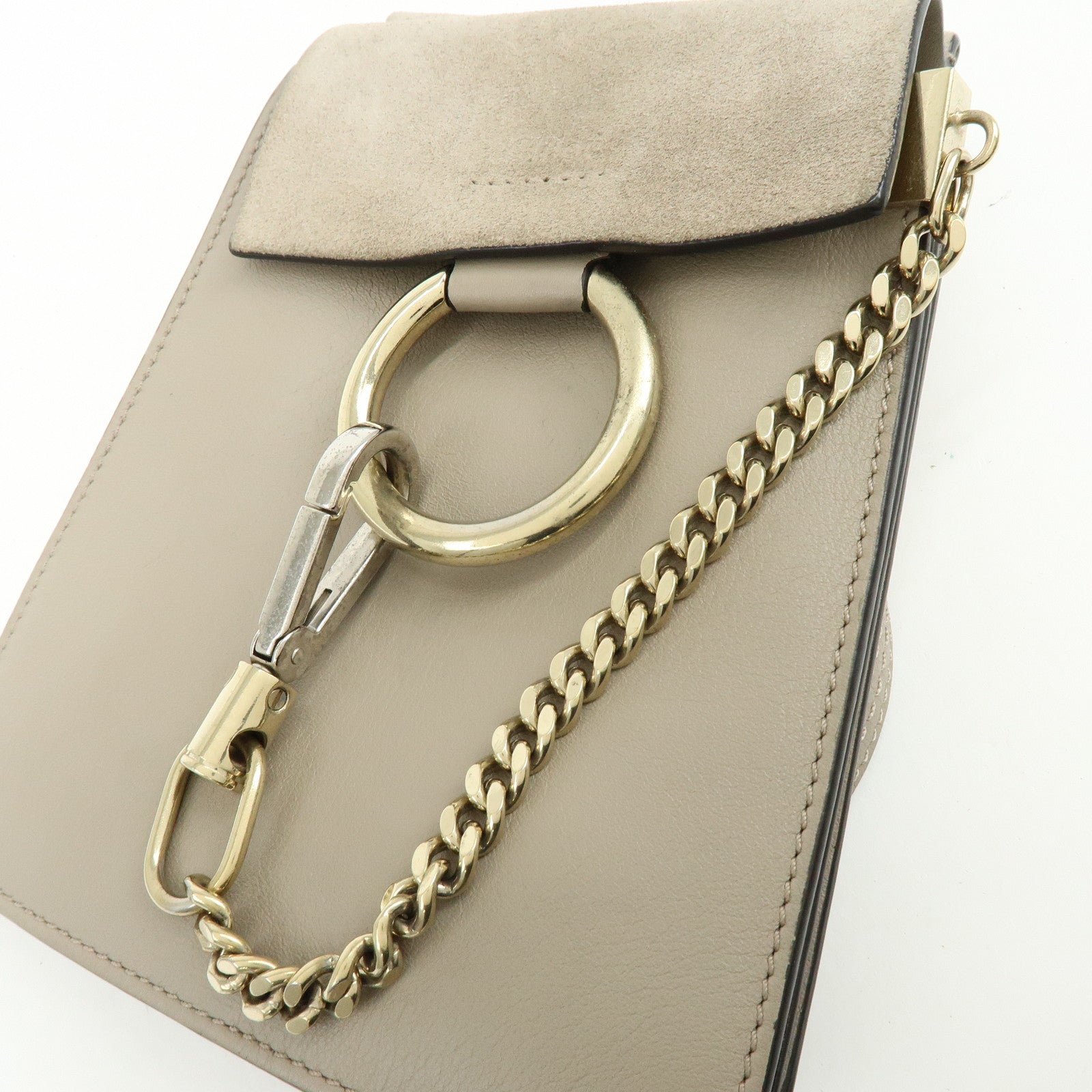 Chloe Faye Suede Leather Shoulder Bag Crossbody Bag Beige