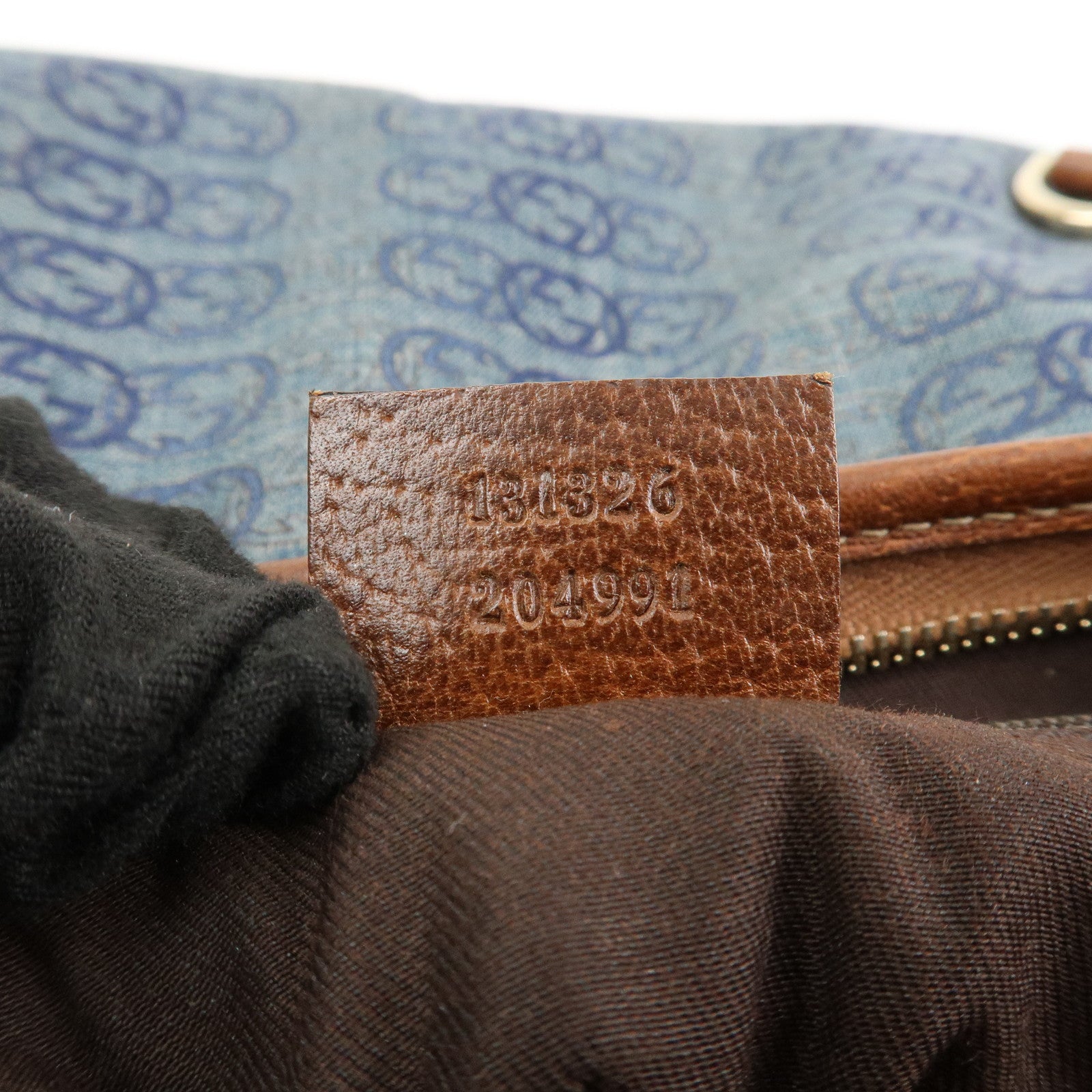 GUCCI Abbey GG Denim Shoulder Bag Crossbody Bag Brown Blue 131326