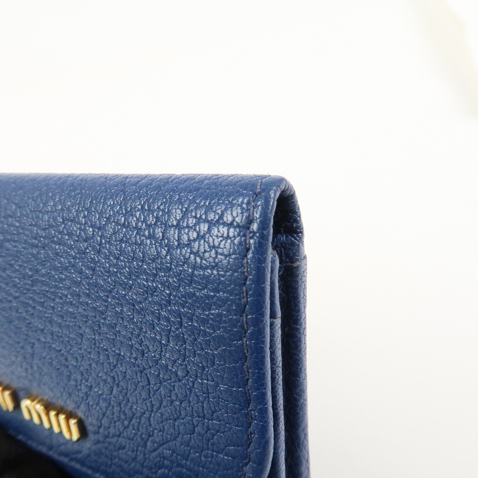 MIU MIU Leather Card Case Card Holder Fragment Case Blue 5M1122