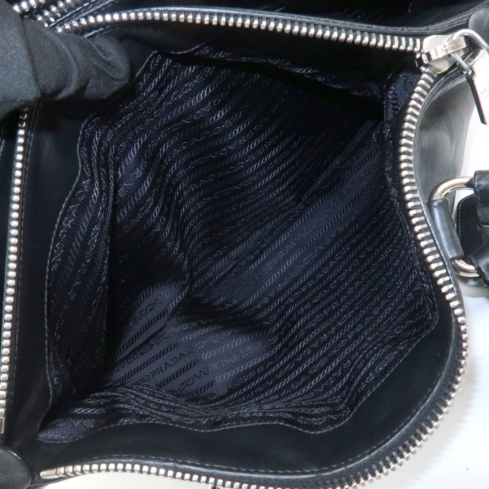 PRADA Logo Leather 2WAY Bag Hand Bag Shoulder Bag Black BN2866