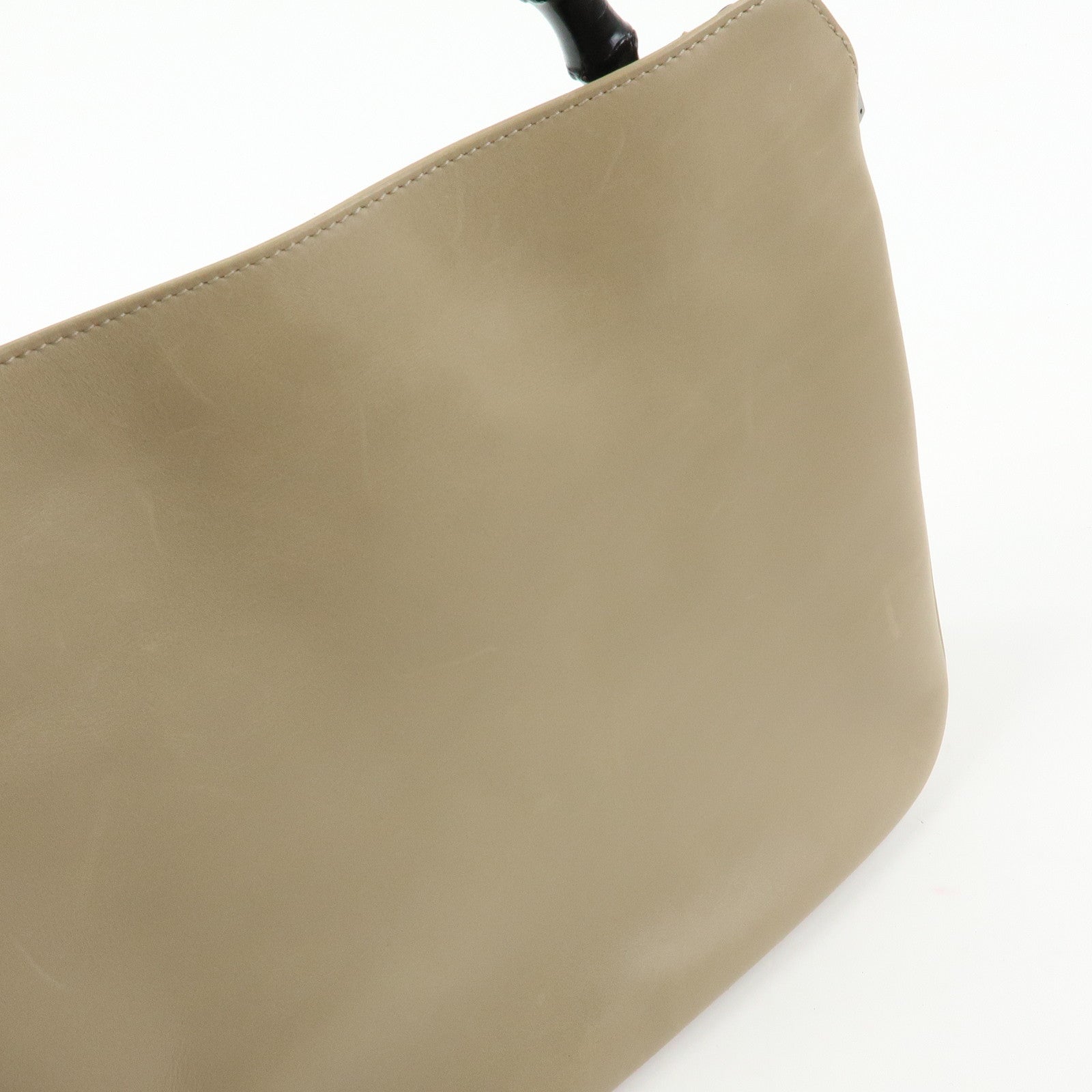 GUCCI Bamboo Leather 2Way Hand Bag Shoulder Bag Beige 001・1638・2684