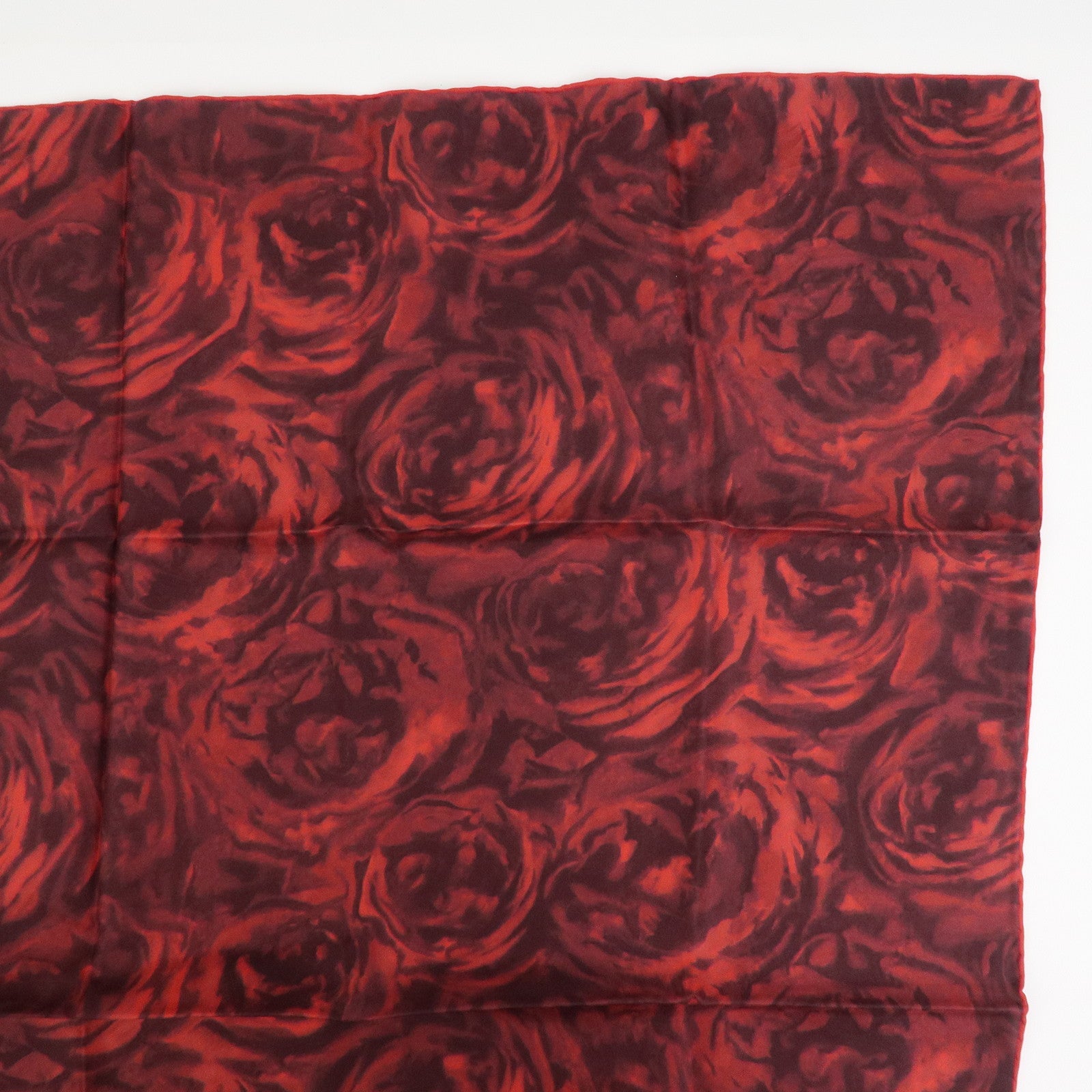 Christian Dior Logo Silk 100% Scarf Rose Motif Red Black
