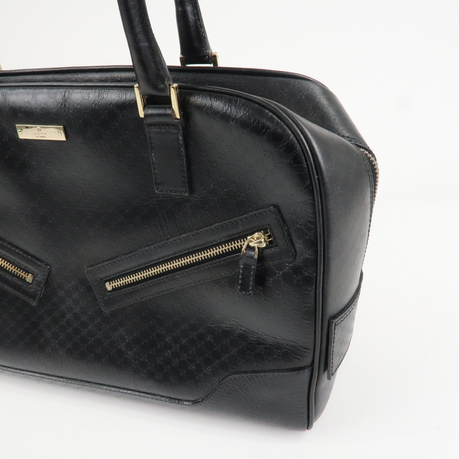 GUCCI Micro Guccissima Leather Hand Bag Black 022.1115