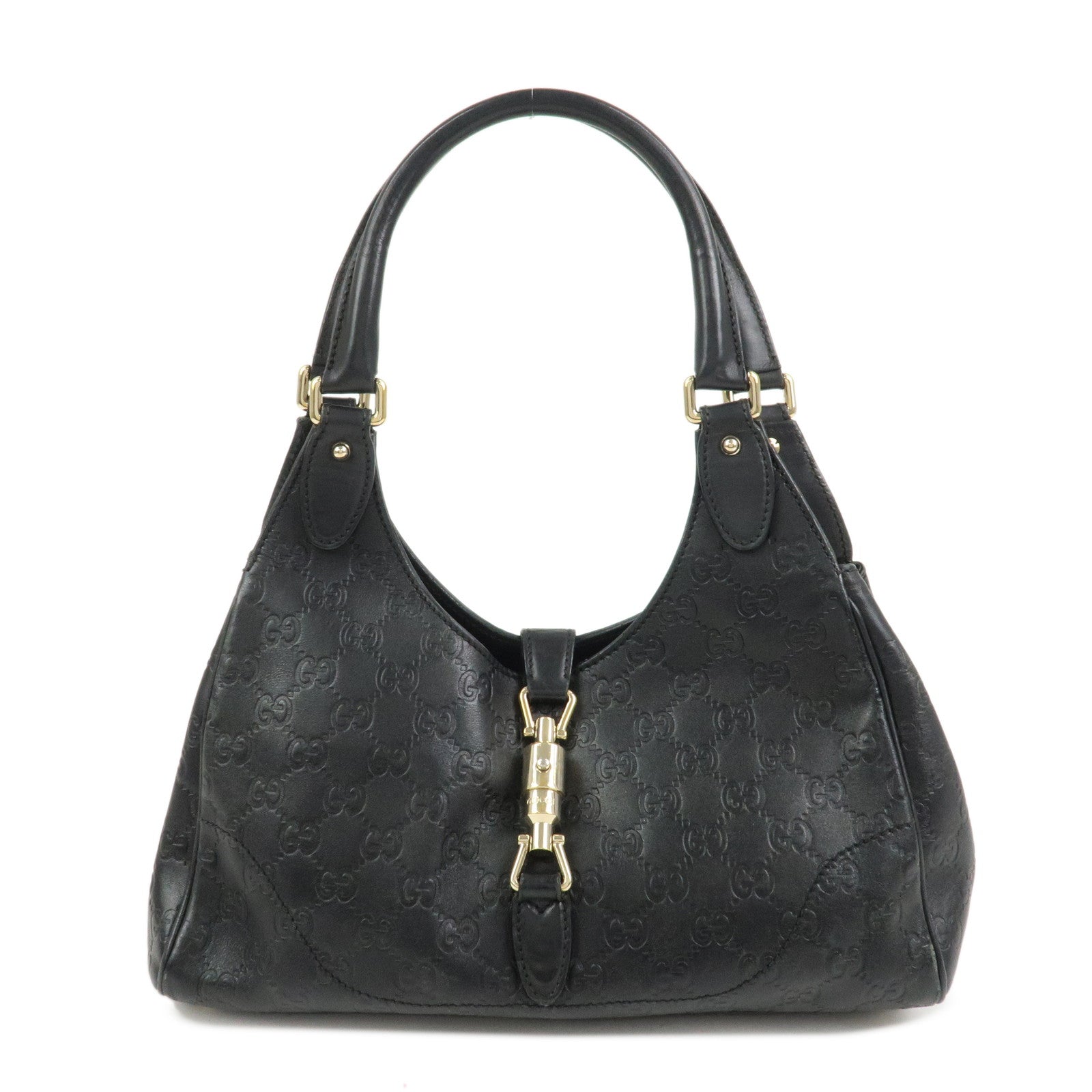 GUCCI New Jackie Guccissima Shoulder Bag Hand Bag Black 145819