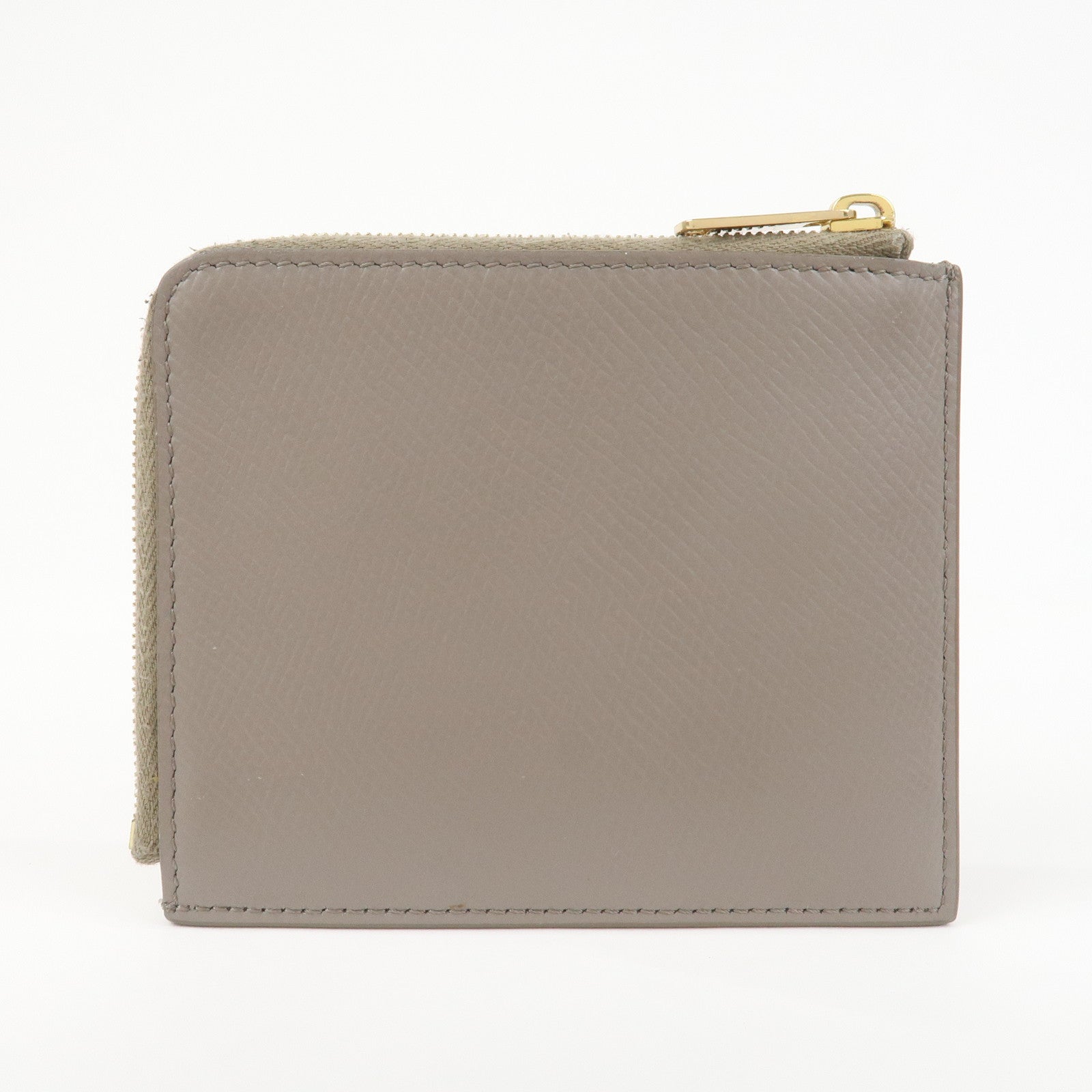 CELINE Leather Compact Wallet Card Case Beige