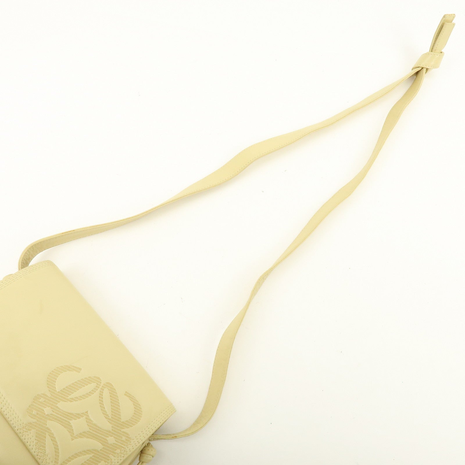 LOEWE Anagram Leather Shoulder Bag Crossbody Bag Beige