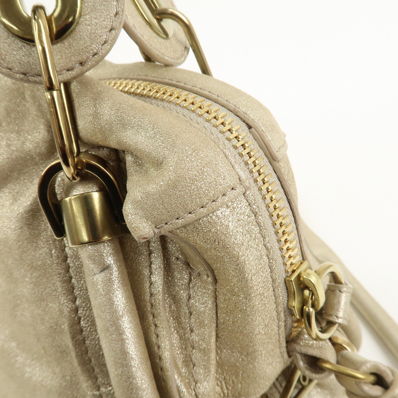 Chloe Paraty Leather 2Way Bag Hand Bag Shoulder Bag Gold 041056-09