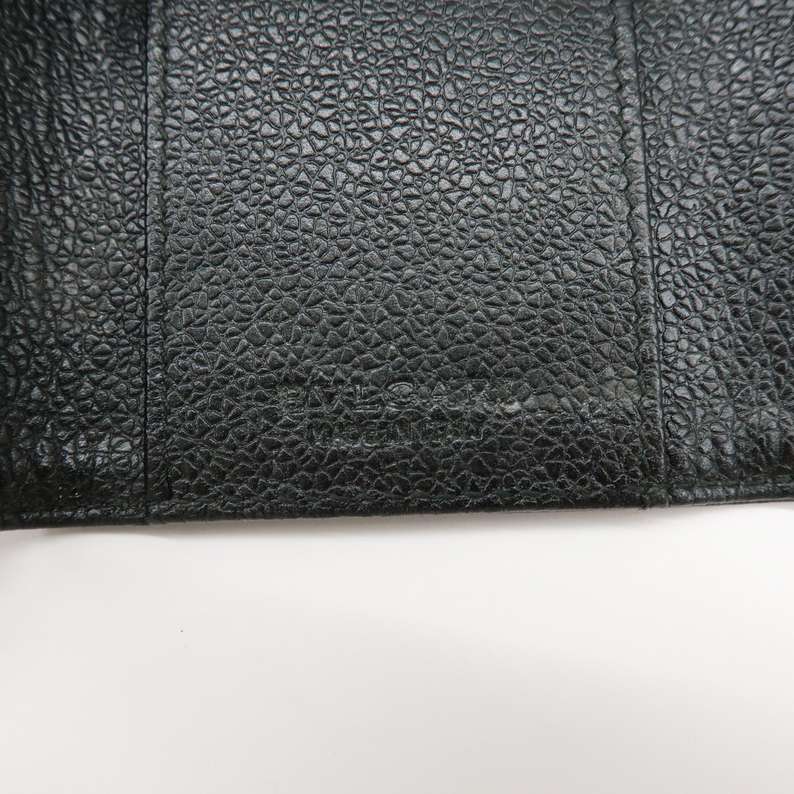 BVLGARI Millerighe Set of 2 PVC Leather Card Case Key Case Black