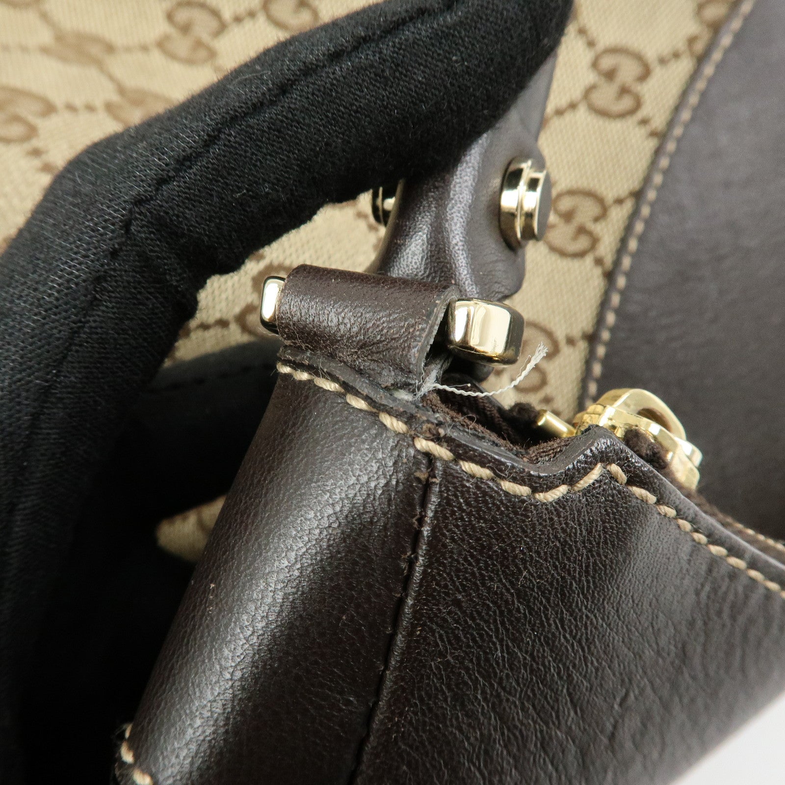 GUCCI Abbey GG Canvas Leather Shoulder Bag Hand Bag Brown 189833