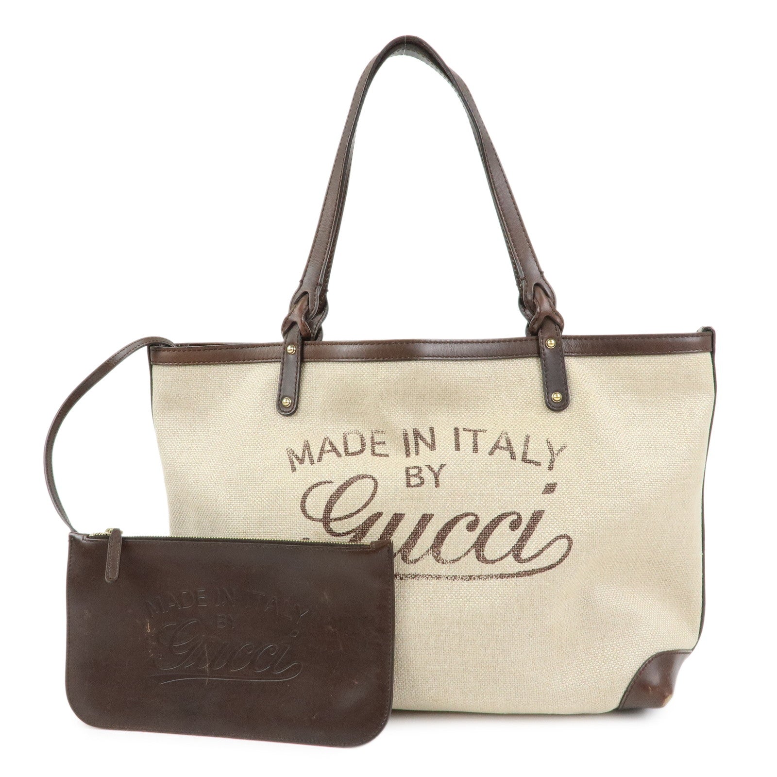GUCCI Gucci Craft GG Canvas Leather Tote Bag Beige Brown 247209