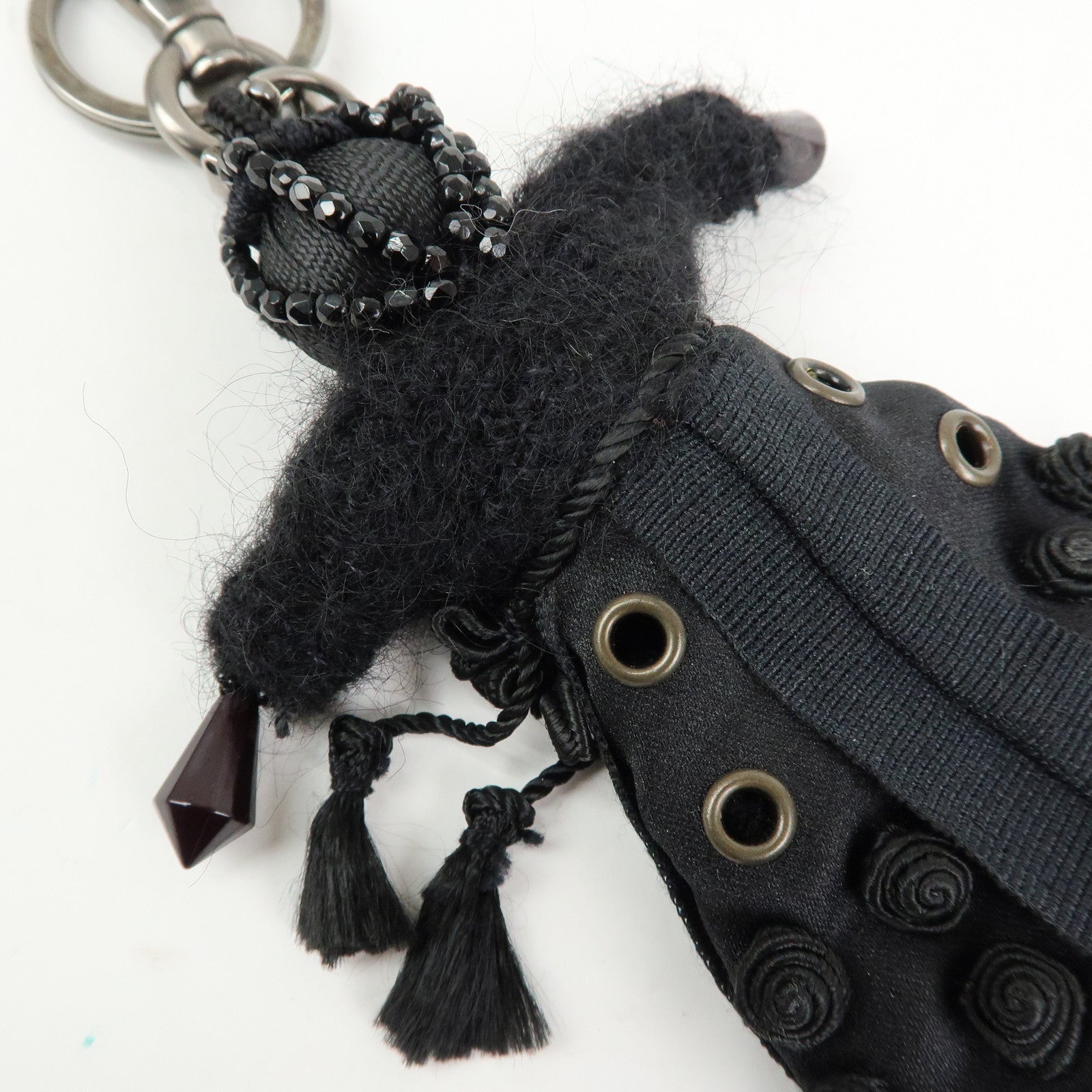 PRADA Set Of 2 Leather Metal Nylon Bag Charm Key Holder 2PP040