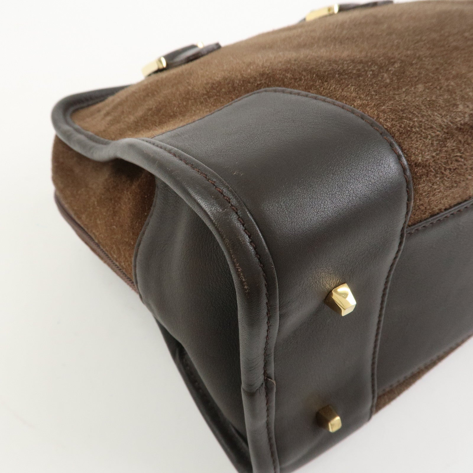 LOEWE Anagram Suede Leather Amazona 27 Hand Bag Brown