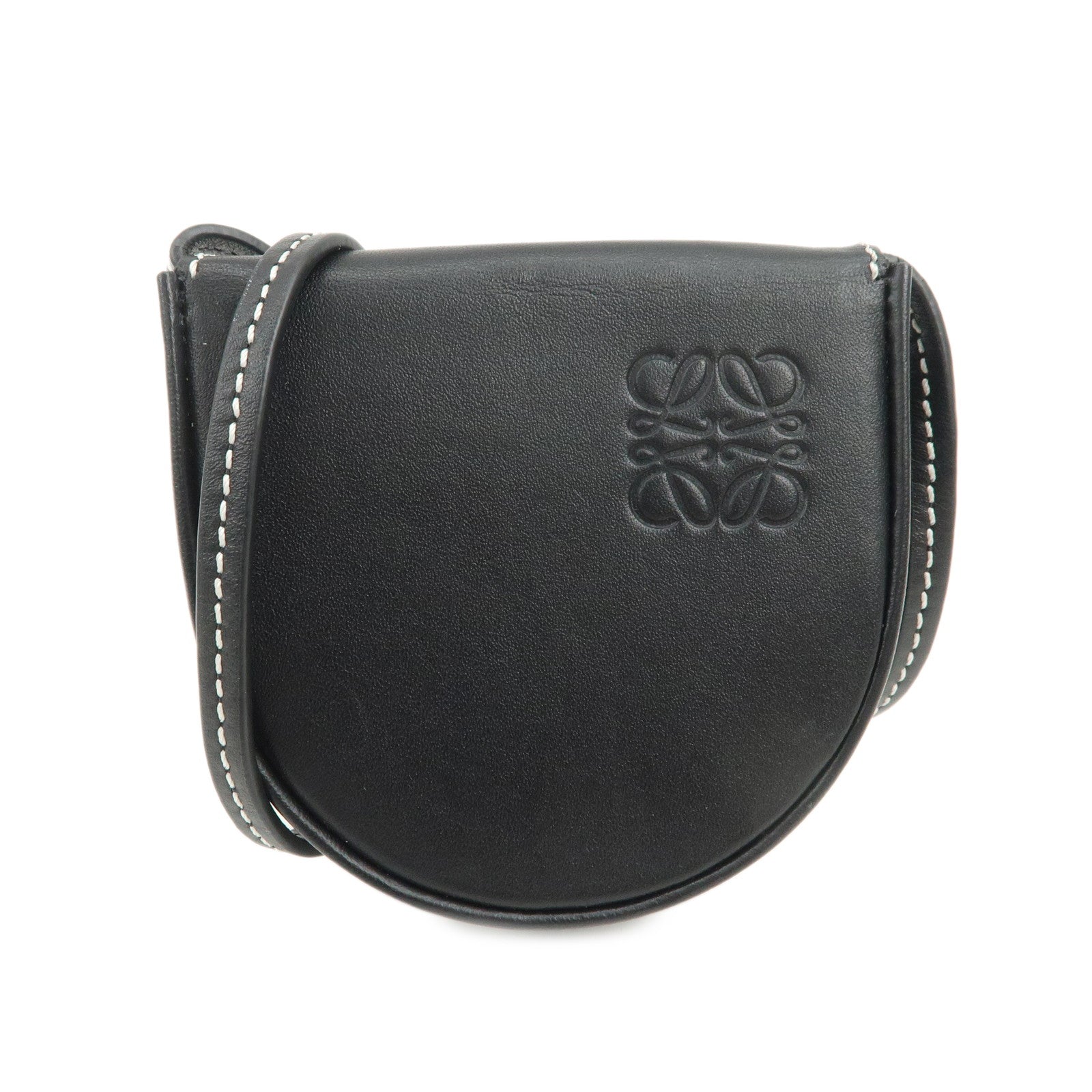 LOEWE Anagram Logo Leather Coin Case Coin Purse Black