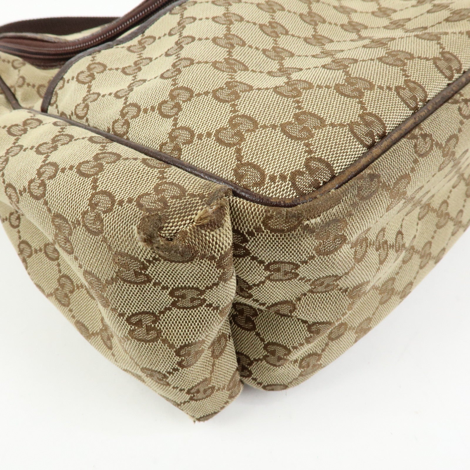 GUCCI GG Canvas Leather Shoulder Crossbody Bag Beige Brown 123326