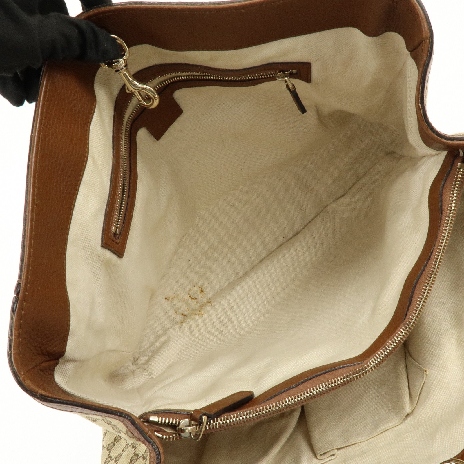 GUCCI Bamboo GG Canvas Leather Tote Bag Hand Bag Brown 269945