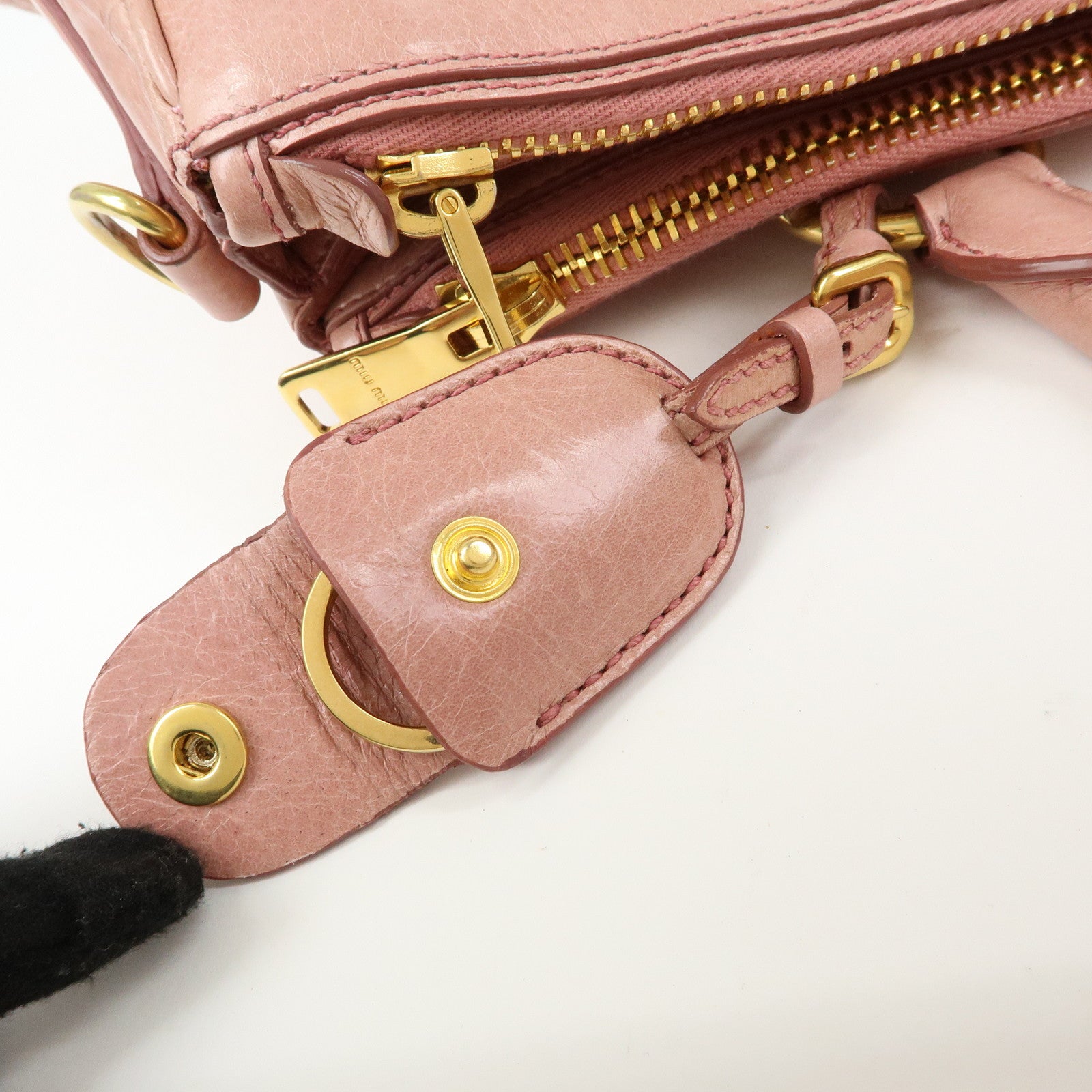 MIU MIU Vitello Shine Leather 2Way Bag Shoulder Bag Pink RN1091